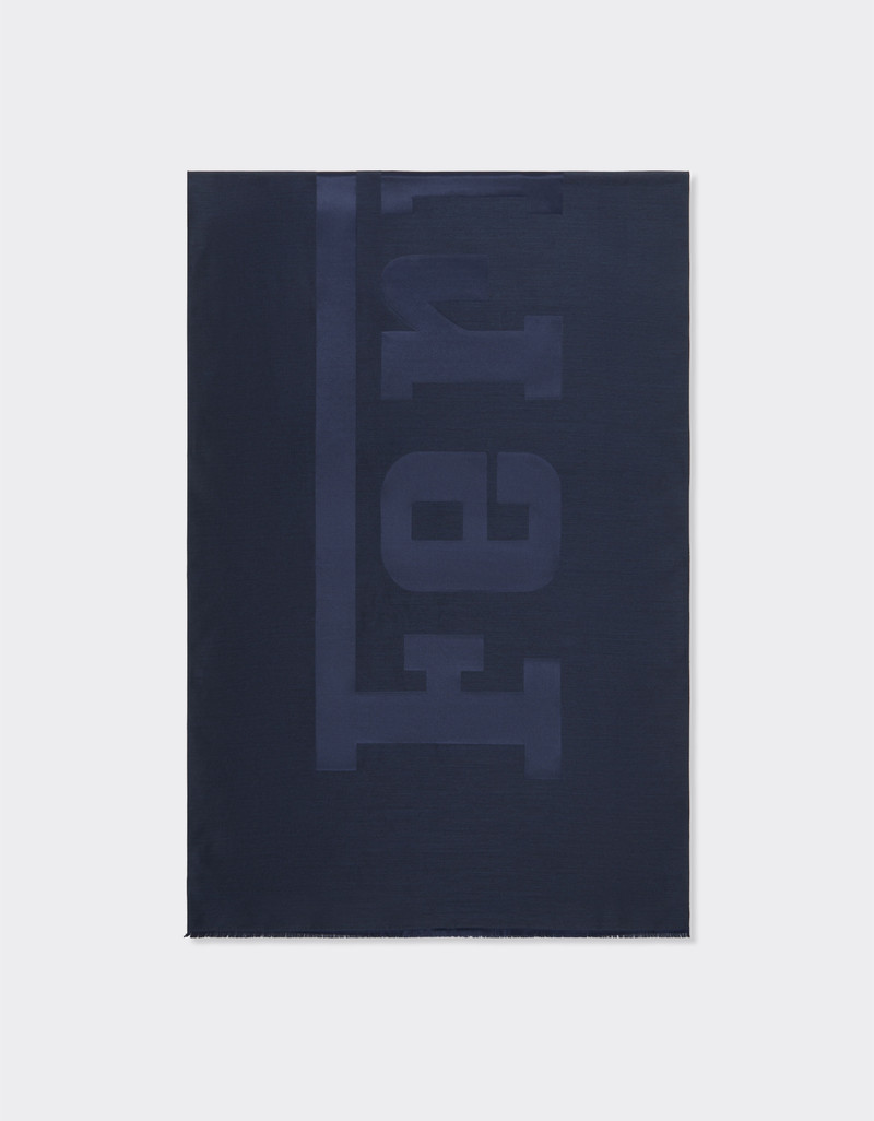 Wool and silk scarf with Ferrari logo 1