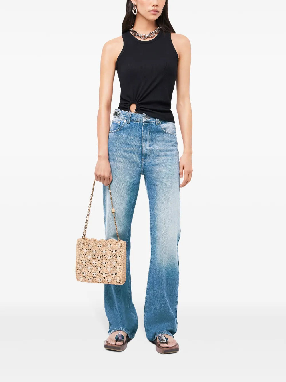 Asymmetrical Tank Top With Gathered Detail - 2