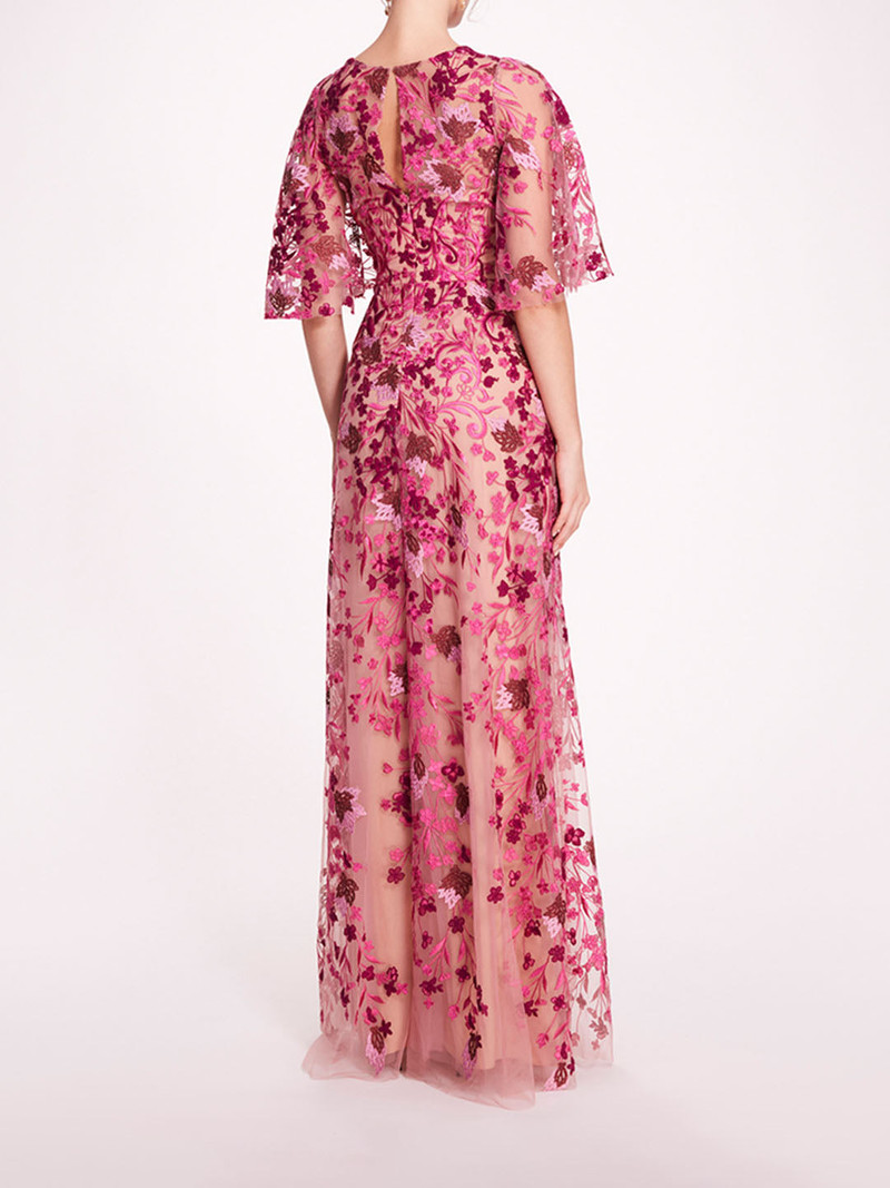 Marchesa V-NECKLINE TULLE GOWN outlook