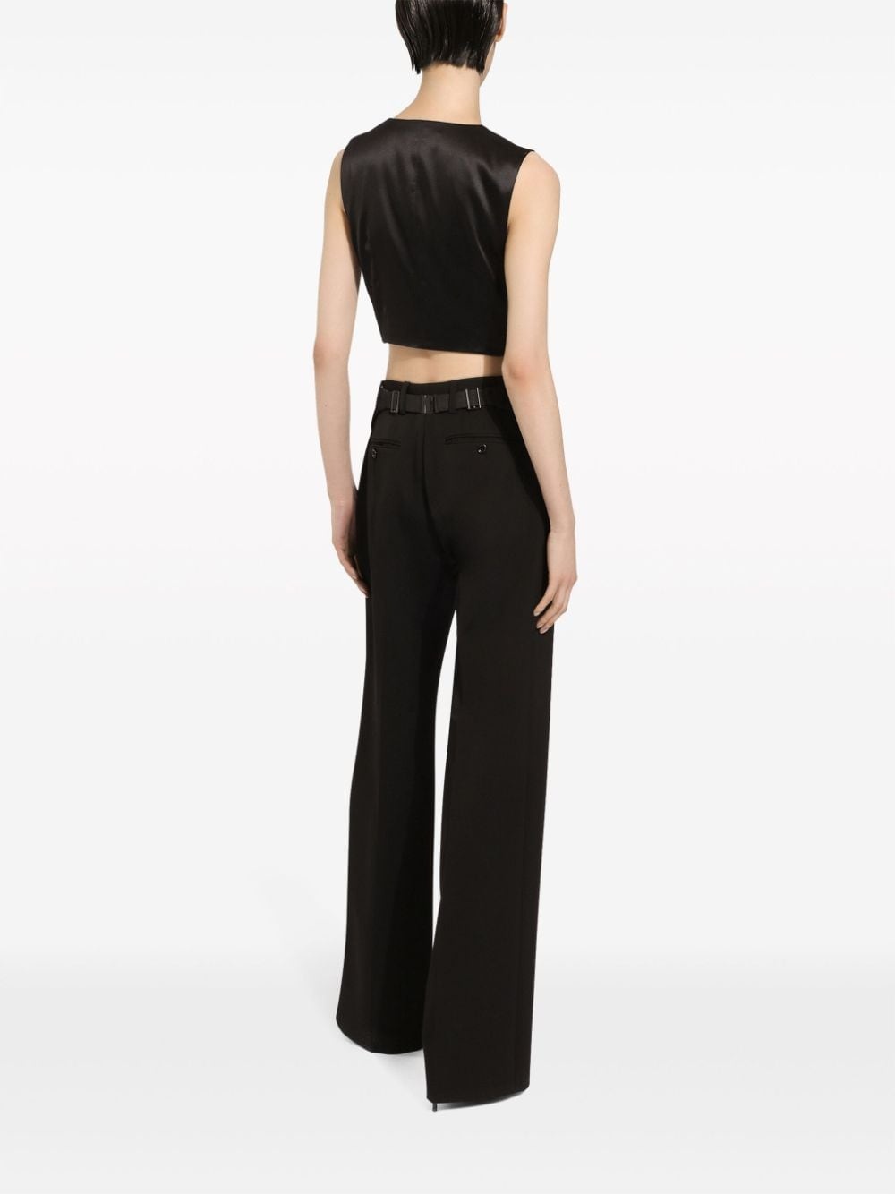 number-patch tailored cropped vest - 4