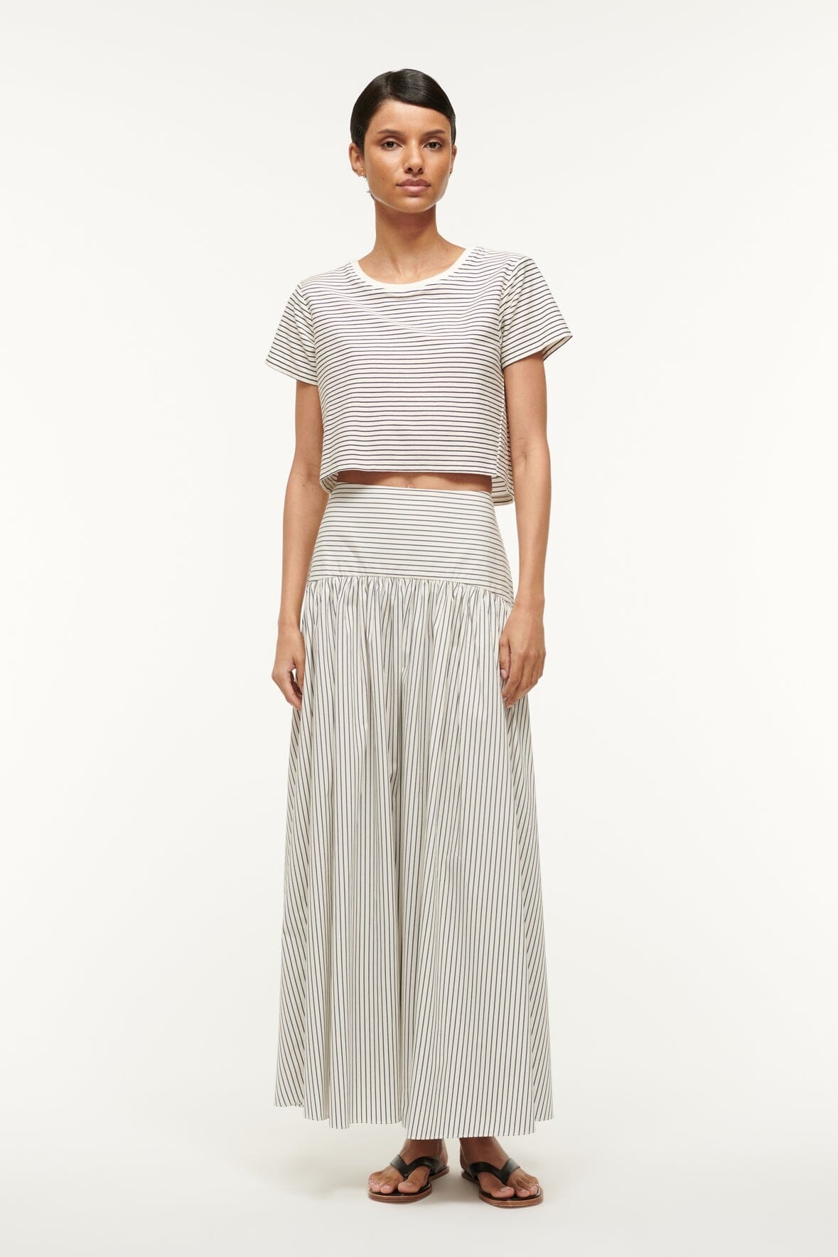 STAUD PROCIDA SKIRT IVORY MICRO STRIPE - 6