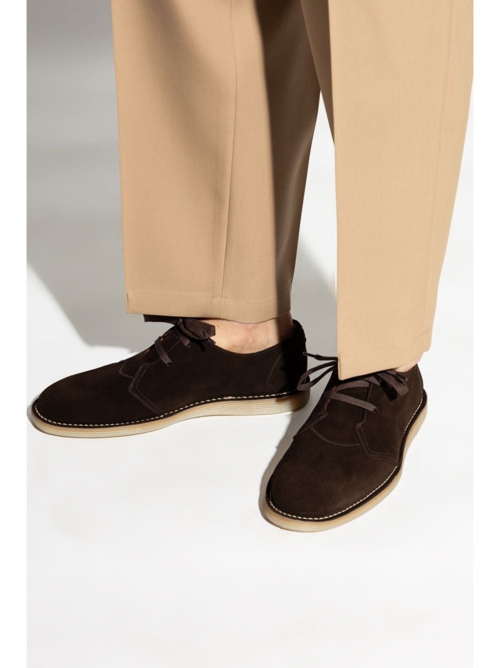 logo-tag suede derby shoes - 2