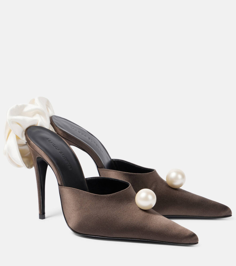 pearl-embellished pointed-toe mules - 1