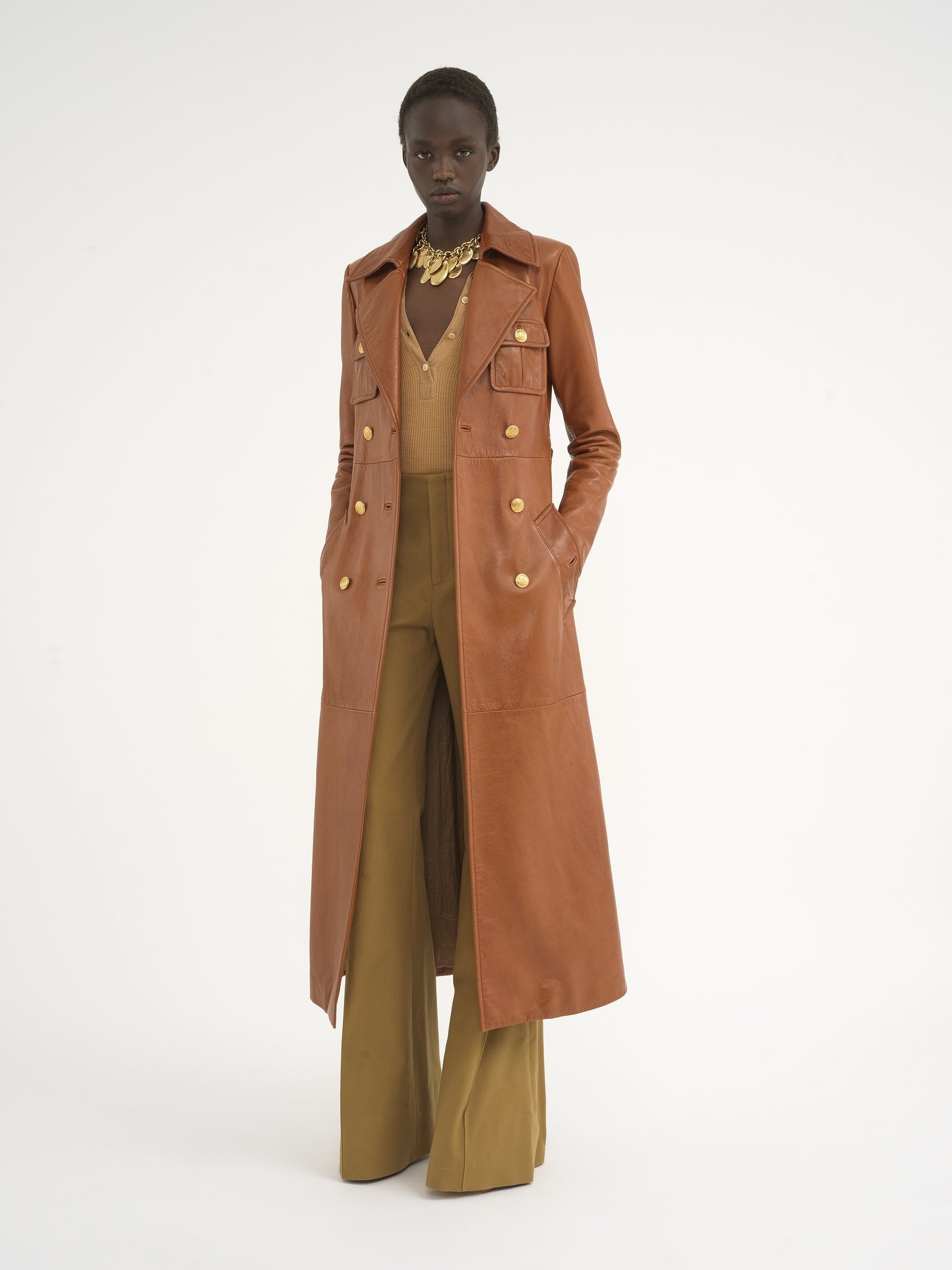 UTILITARIAN TRENCH COAT IN SOFT LEATHER - 4