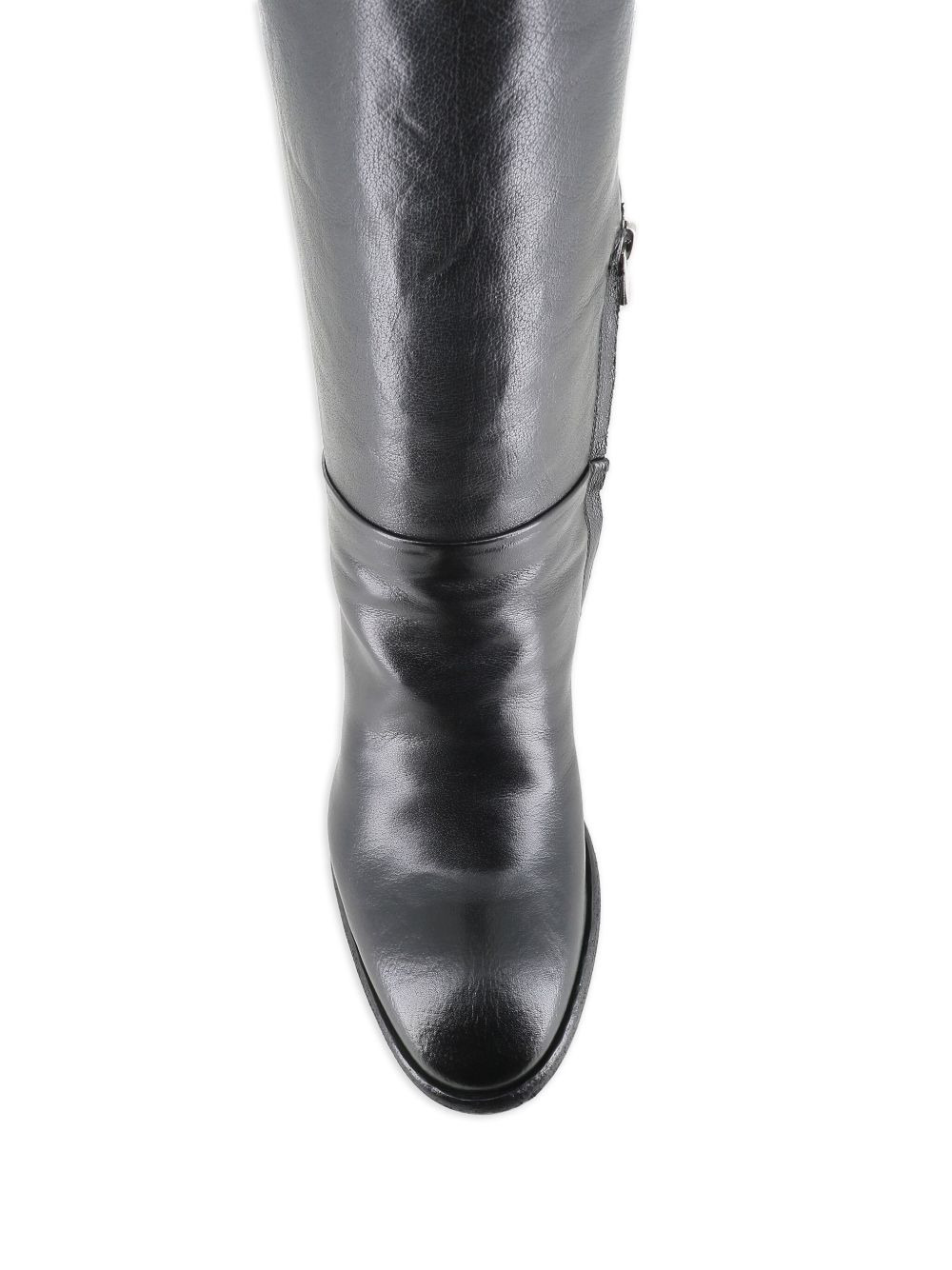 leather block-heel boots - 5