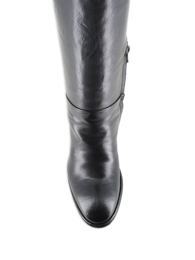 leather block-heel boots 5