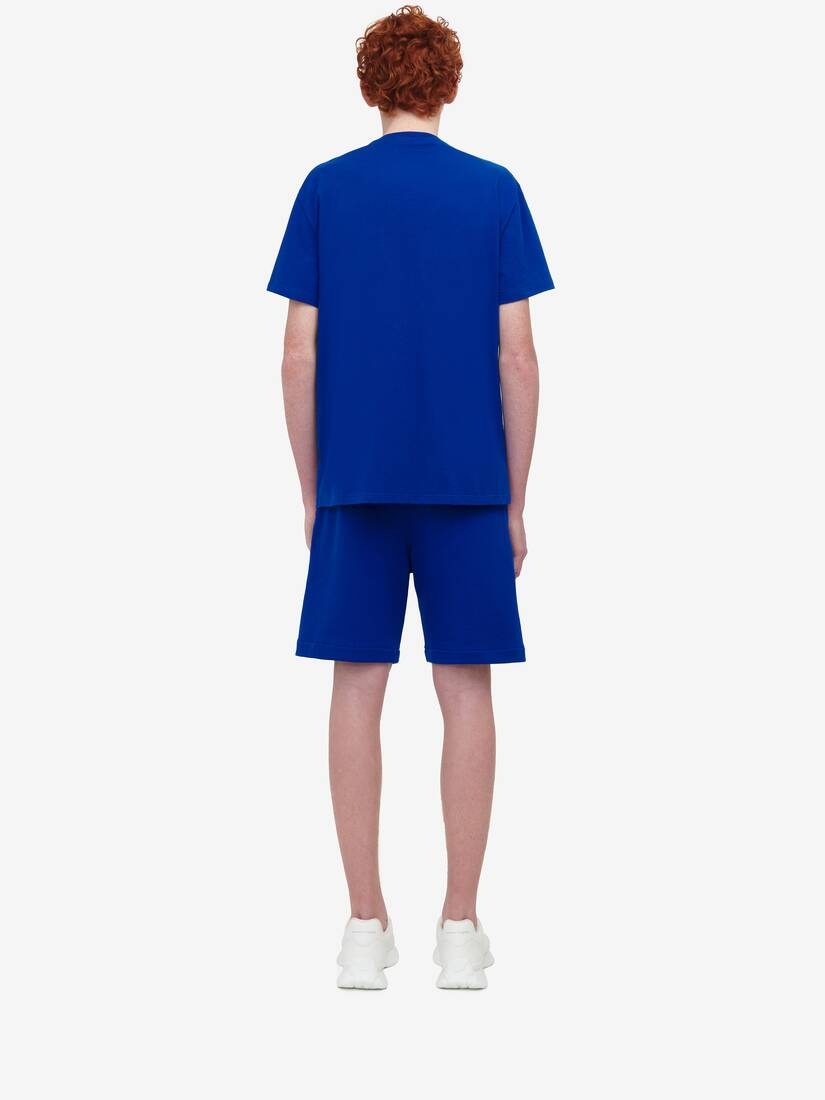 Men's Logo Embroidery T-shirt in Electric Blue - 4