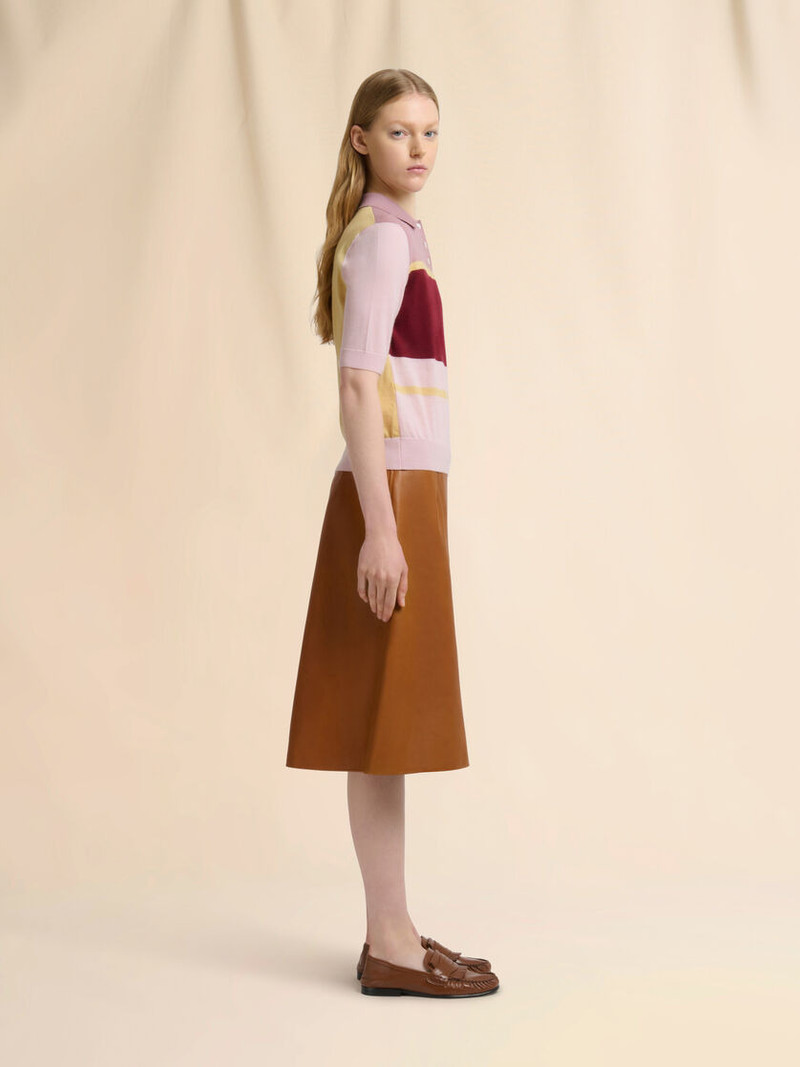 PINK COLOUR-BLOCK WOOL-SILK POLO SHIRT 5