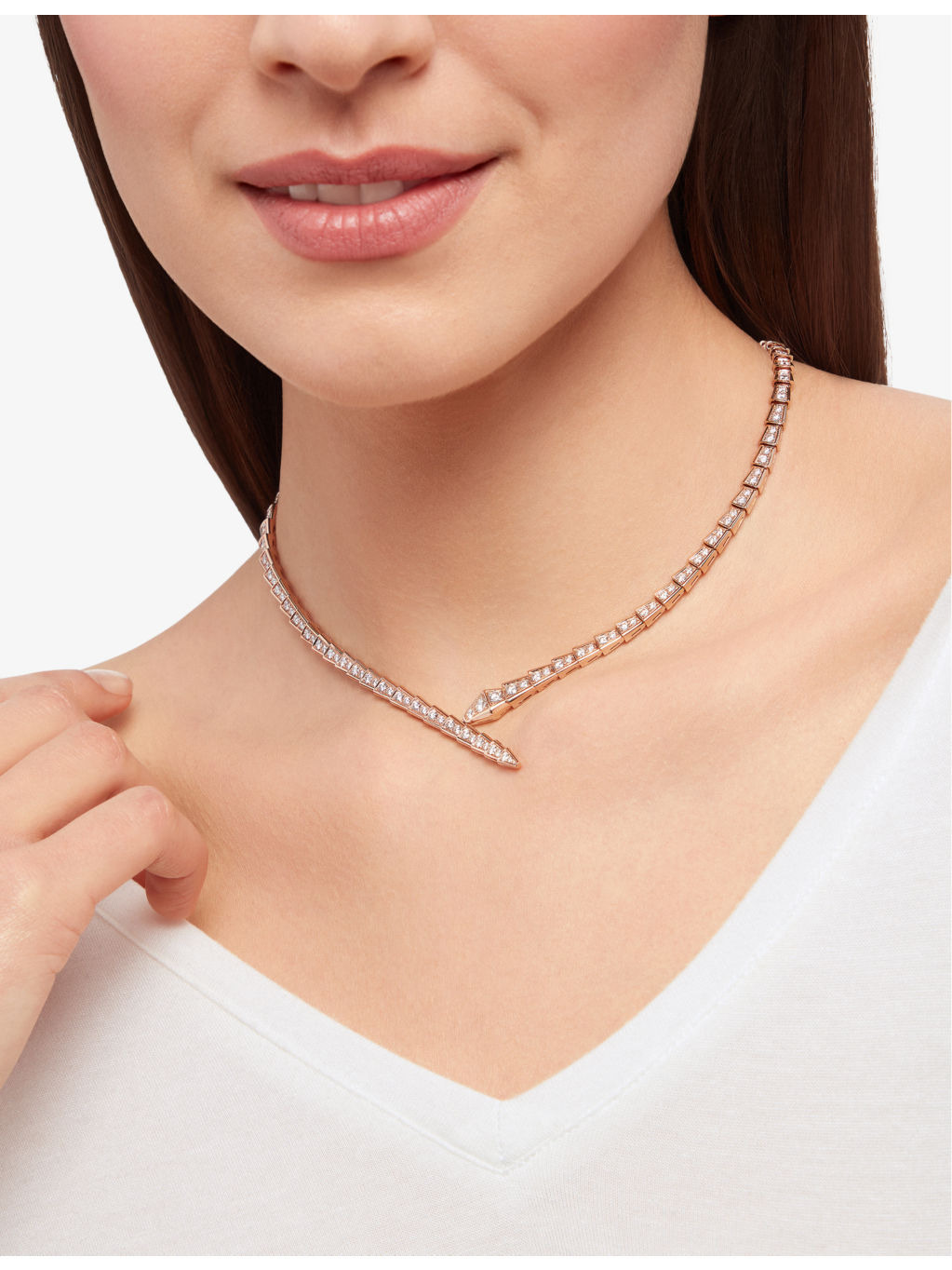 Serpenti Viper 18ct rose-gold and 5.26ct diamond necklace - 2