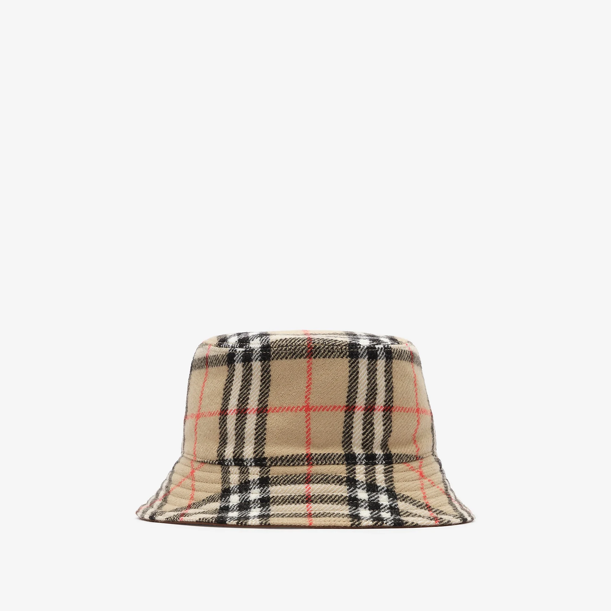 Reversible Check Wool Bucket Hat - 1