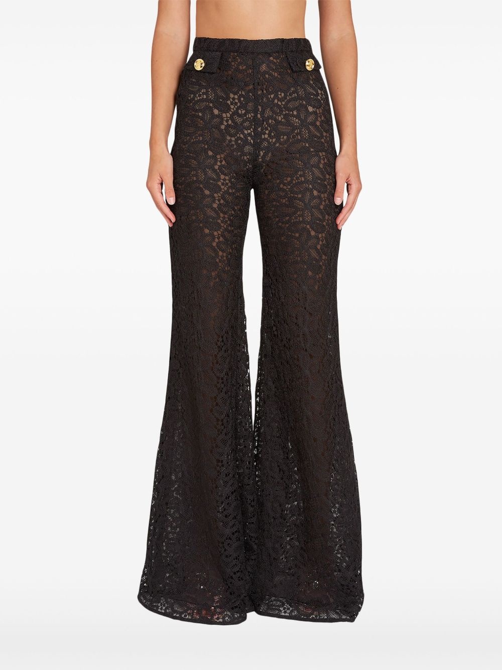 lace flared trousers - 5