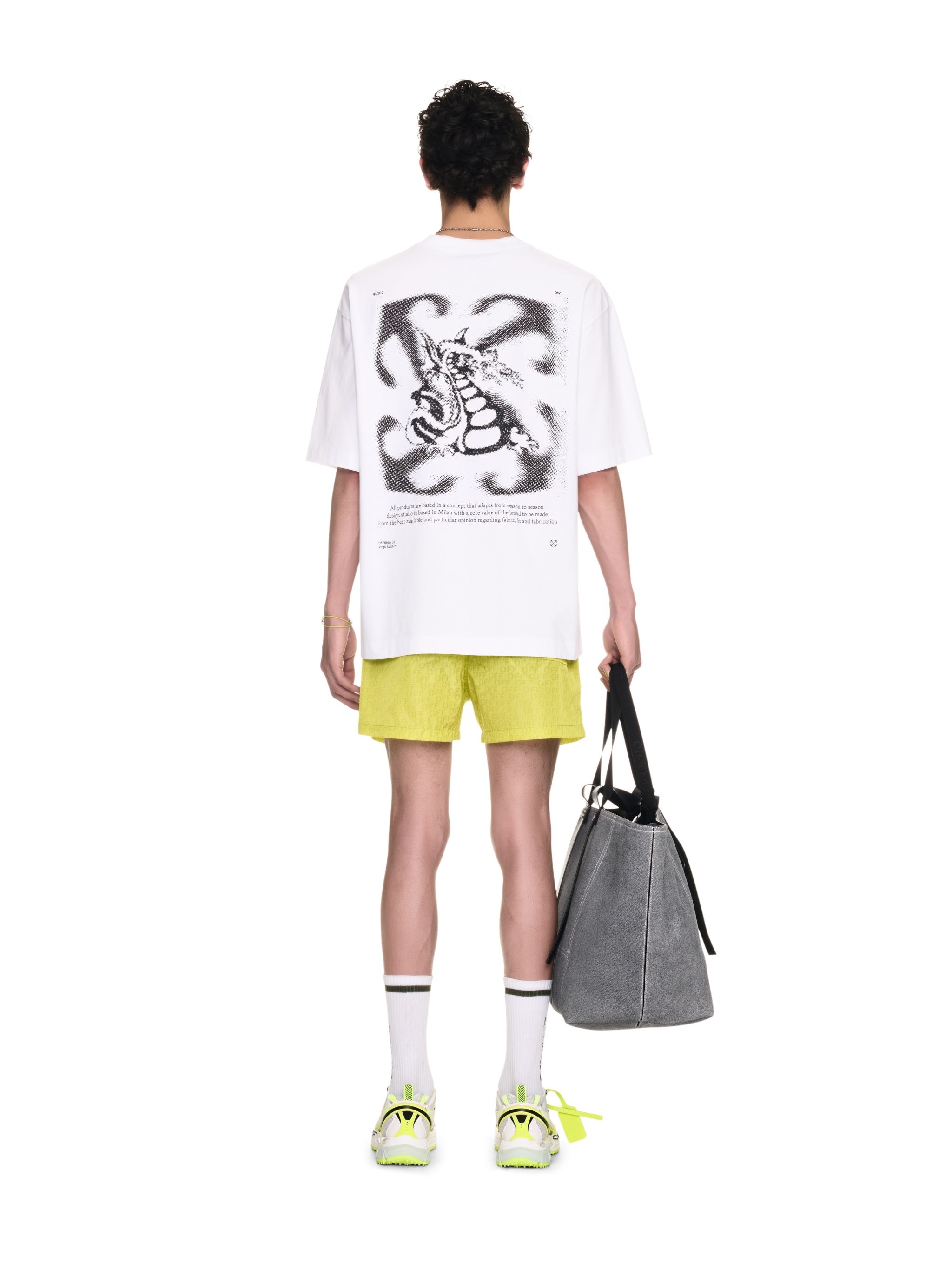 Yellow Off Stamp Allover Swimshorts - 4