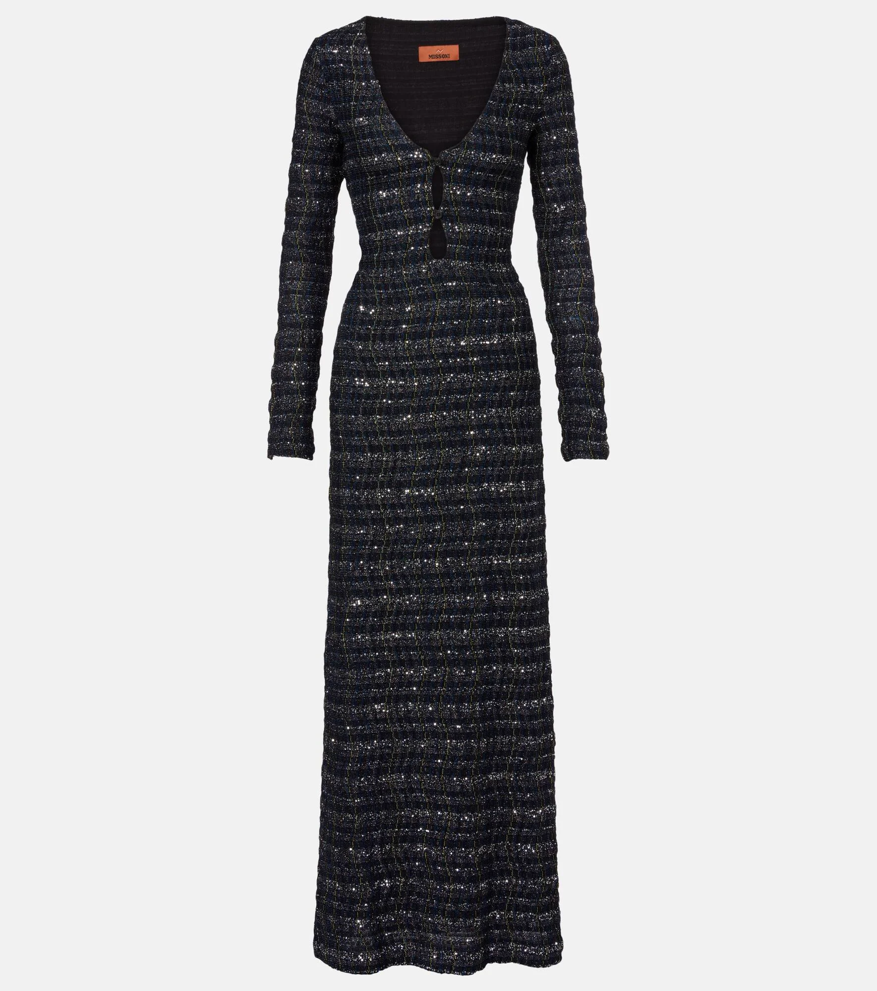 Cutout knitted lamé maxi dress - 1