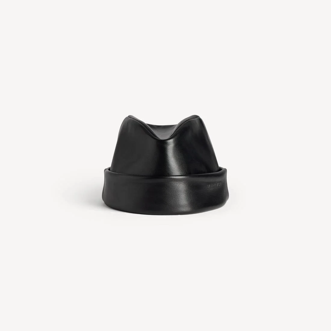 Men's Leather Beanie in Black - 1