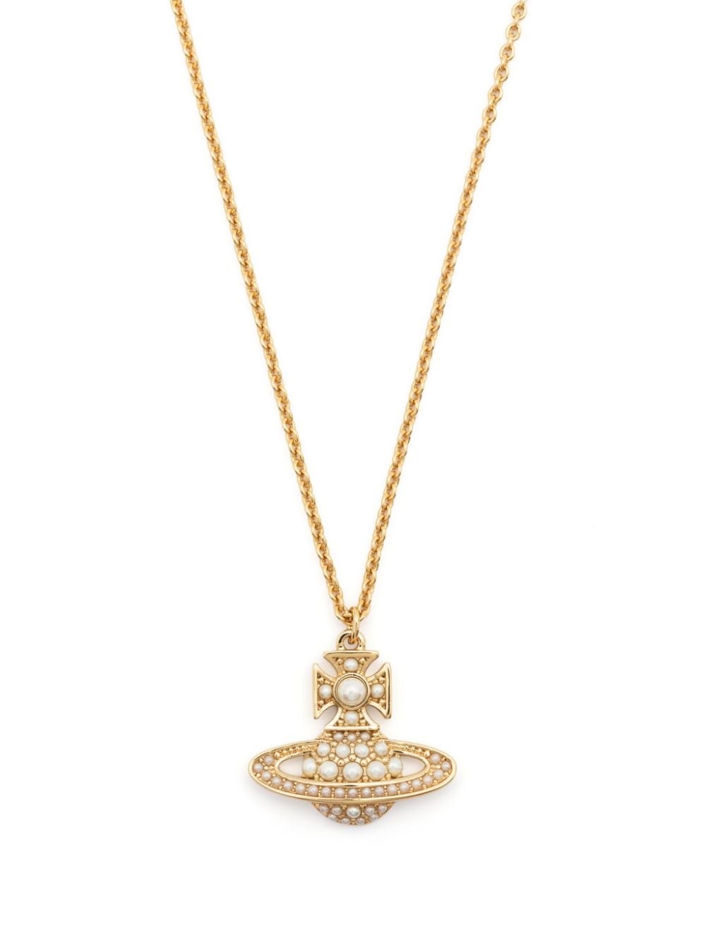 Crystal Embellished Pendant Necklace in Gold - Vivienne Westwood