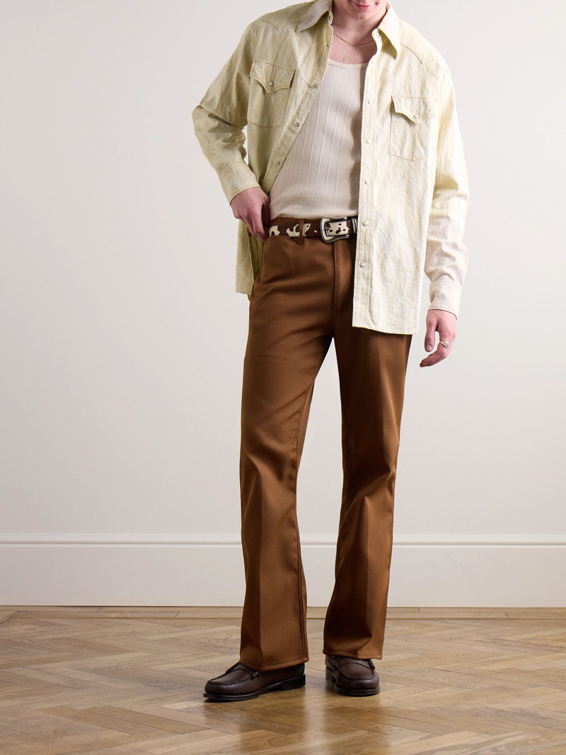 Kapital Magpie Distressed Denim-Jacquard Western Shirt Ecru outlook