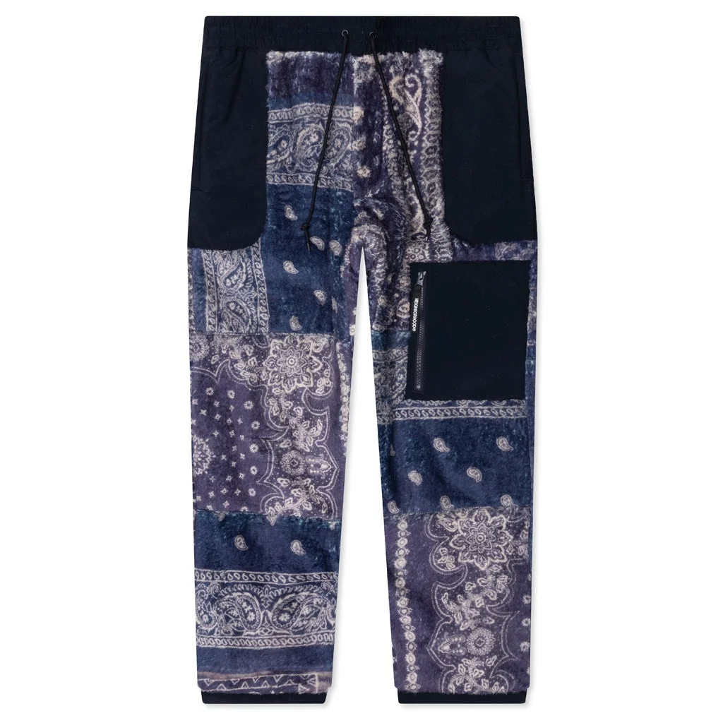 BANDANA PATTERN FLEECE PANTS - NAVY - 1