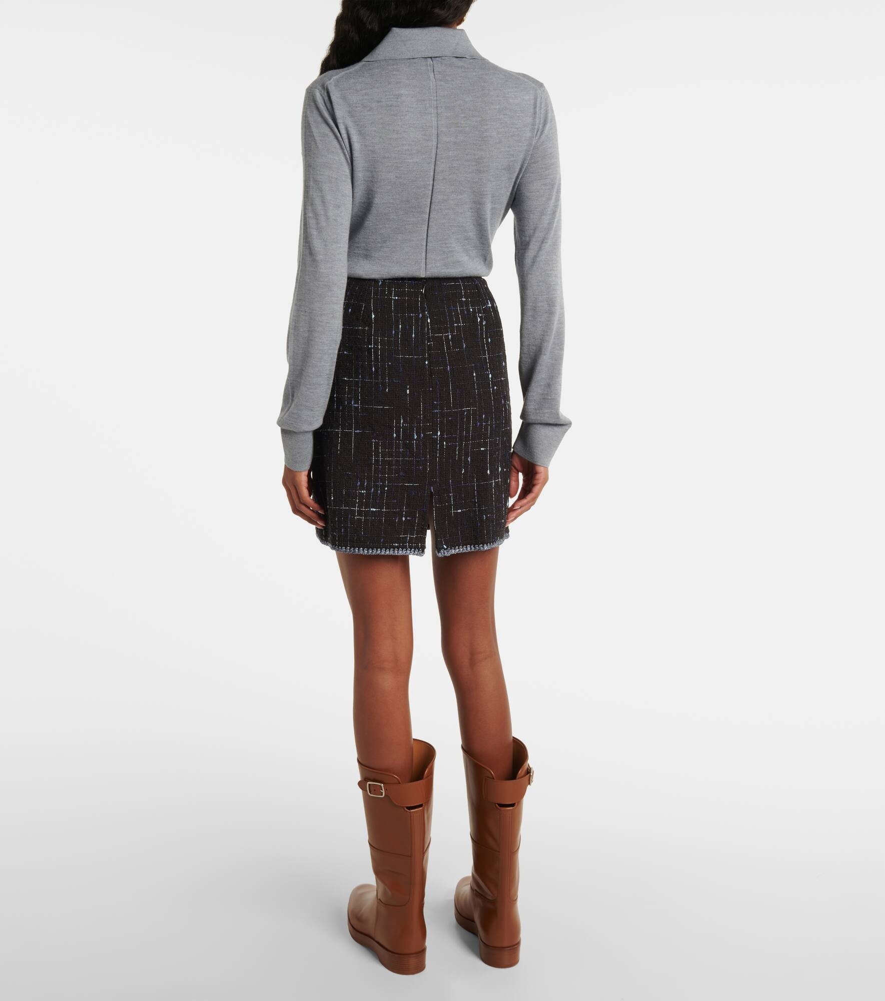 Cotton-blend tweed miniskirt - 3