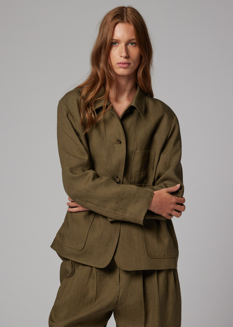 Women's Khaki Linen Jacket 4