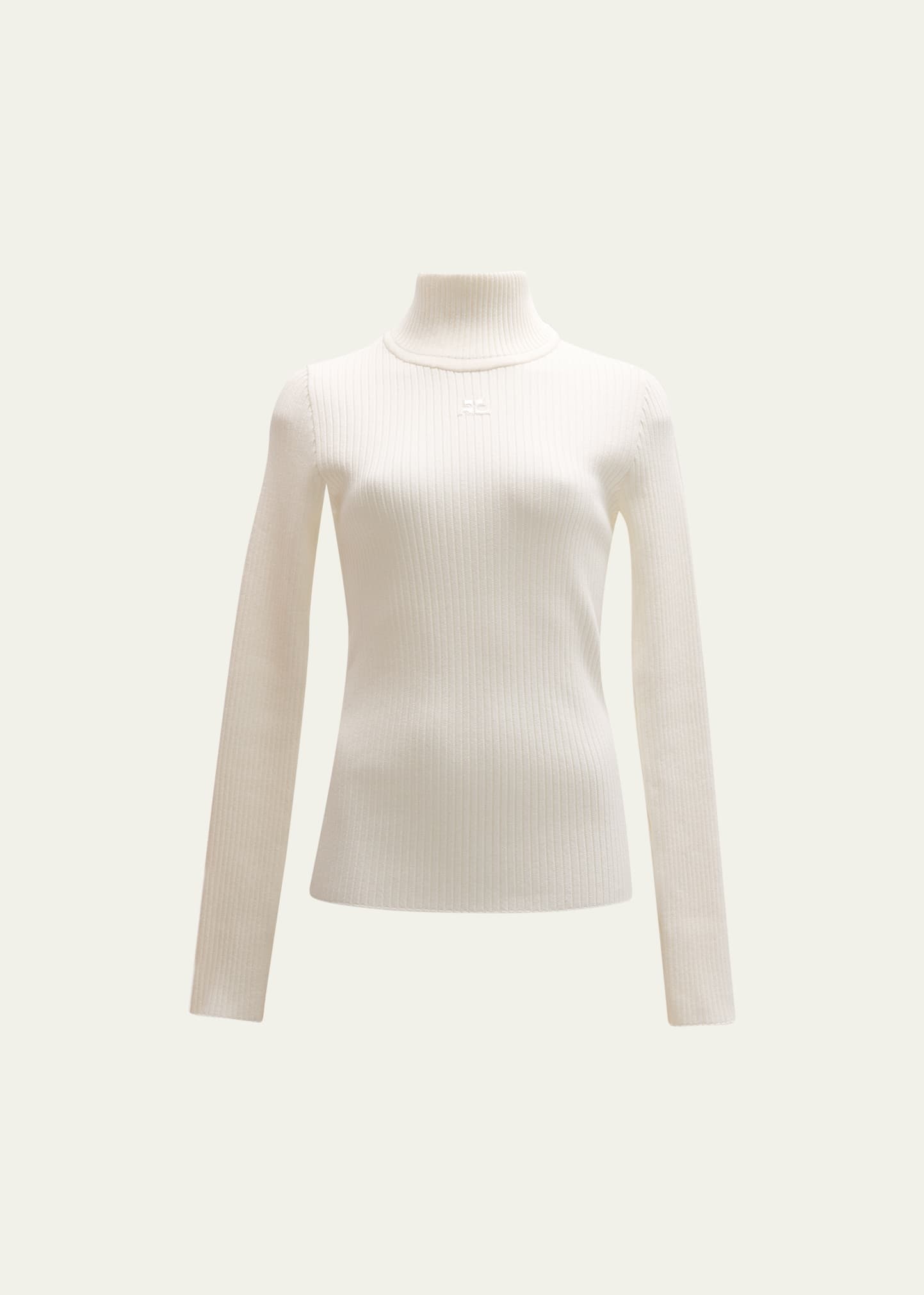 Turtleneck Long-Sleeve Rib Sweater - 1