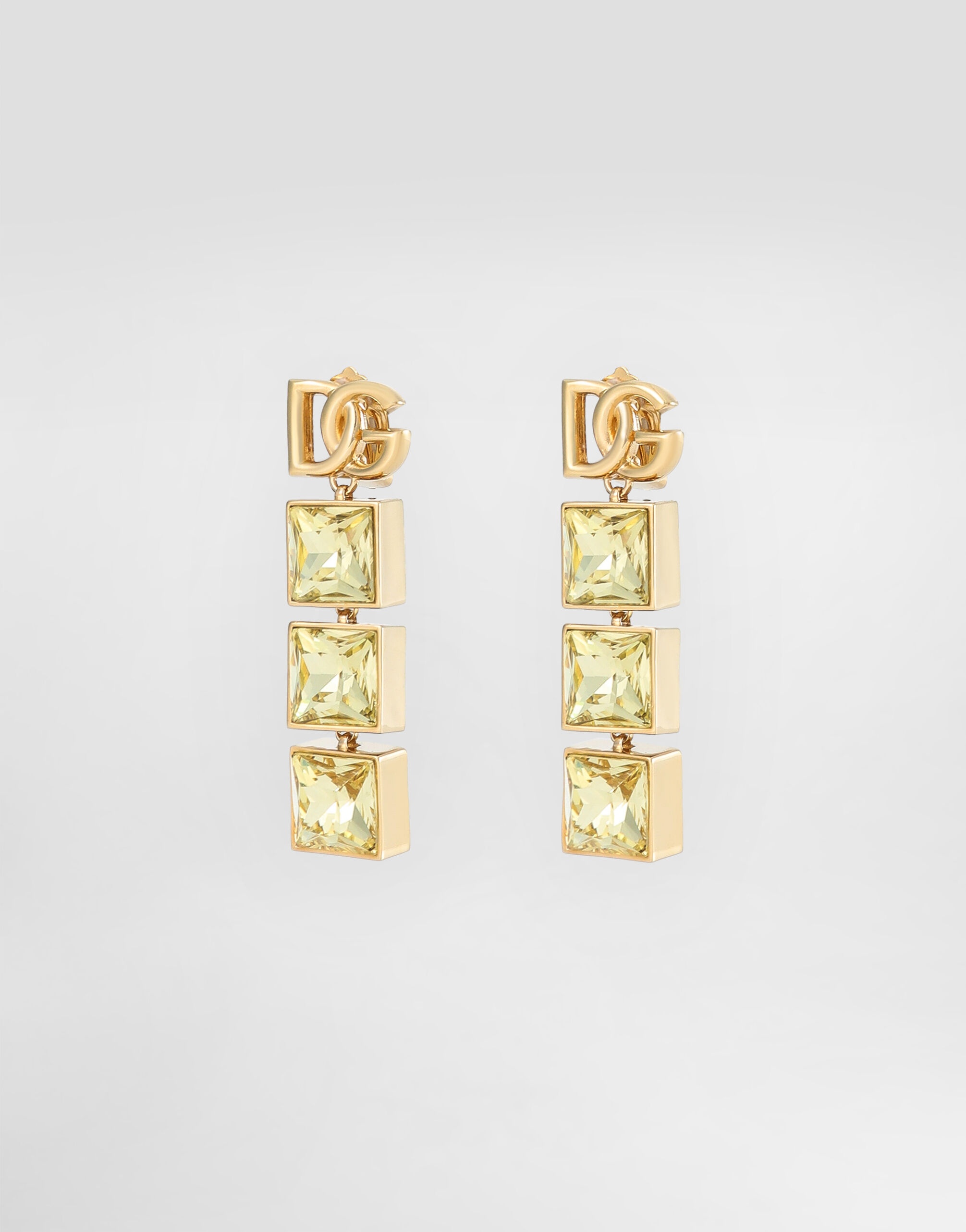 Drop earrings with DG logo and rhinestones - 2