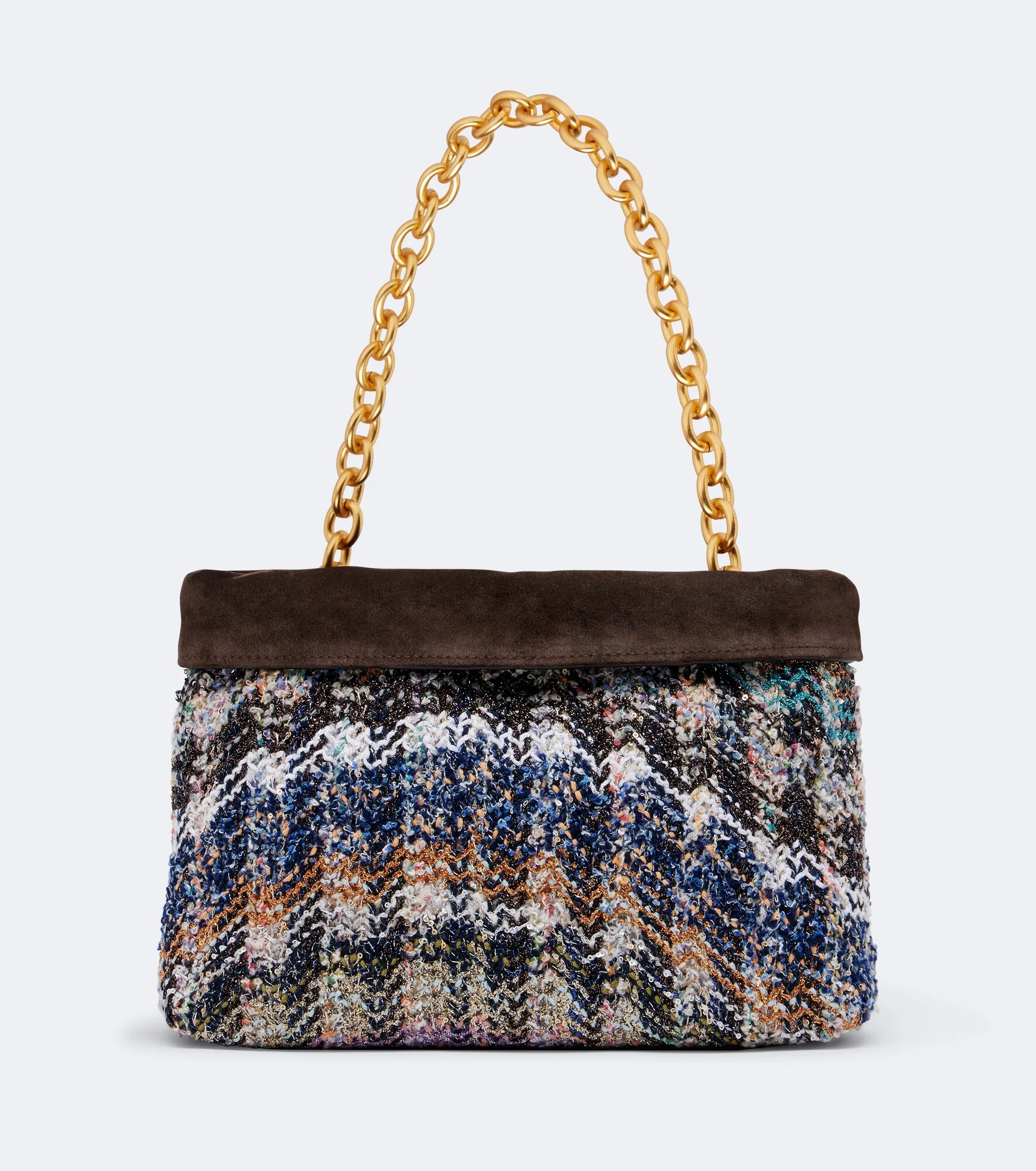 Suede-lined knitted shoulder bag - 1