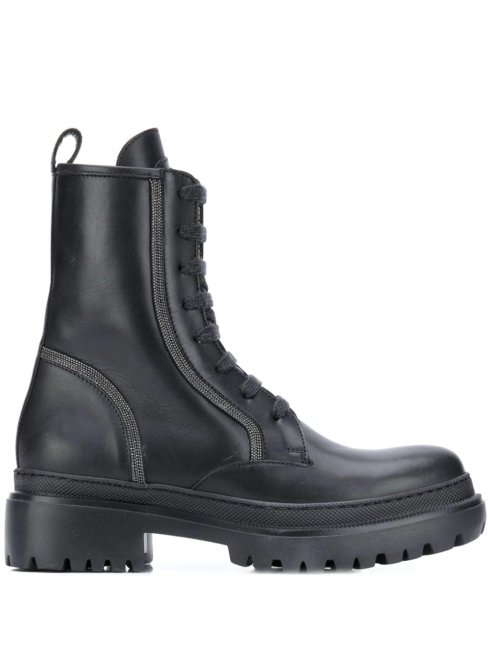 bead-trimmed military ankle boots - 1