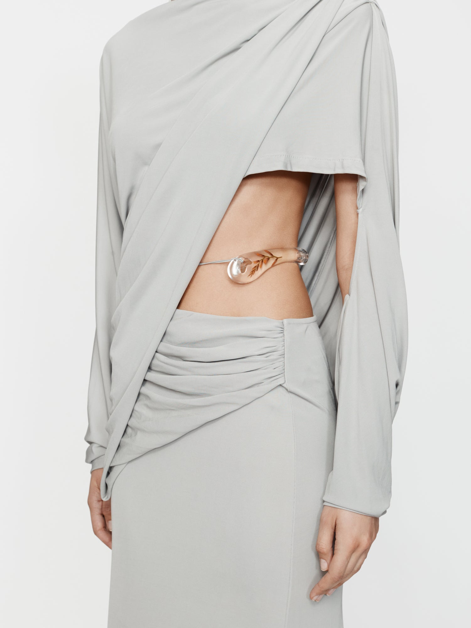 Encased Nature Resin Draped Jersey Dress - 3
