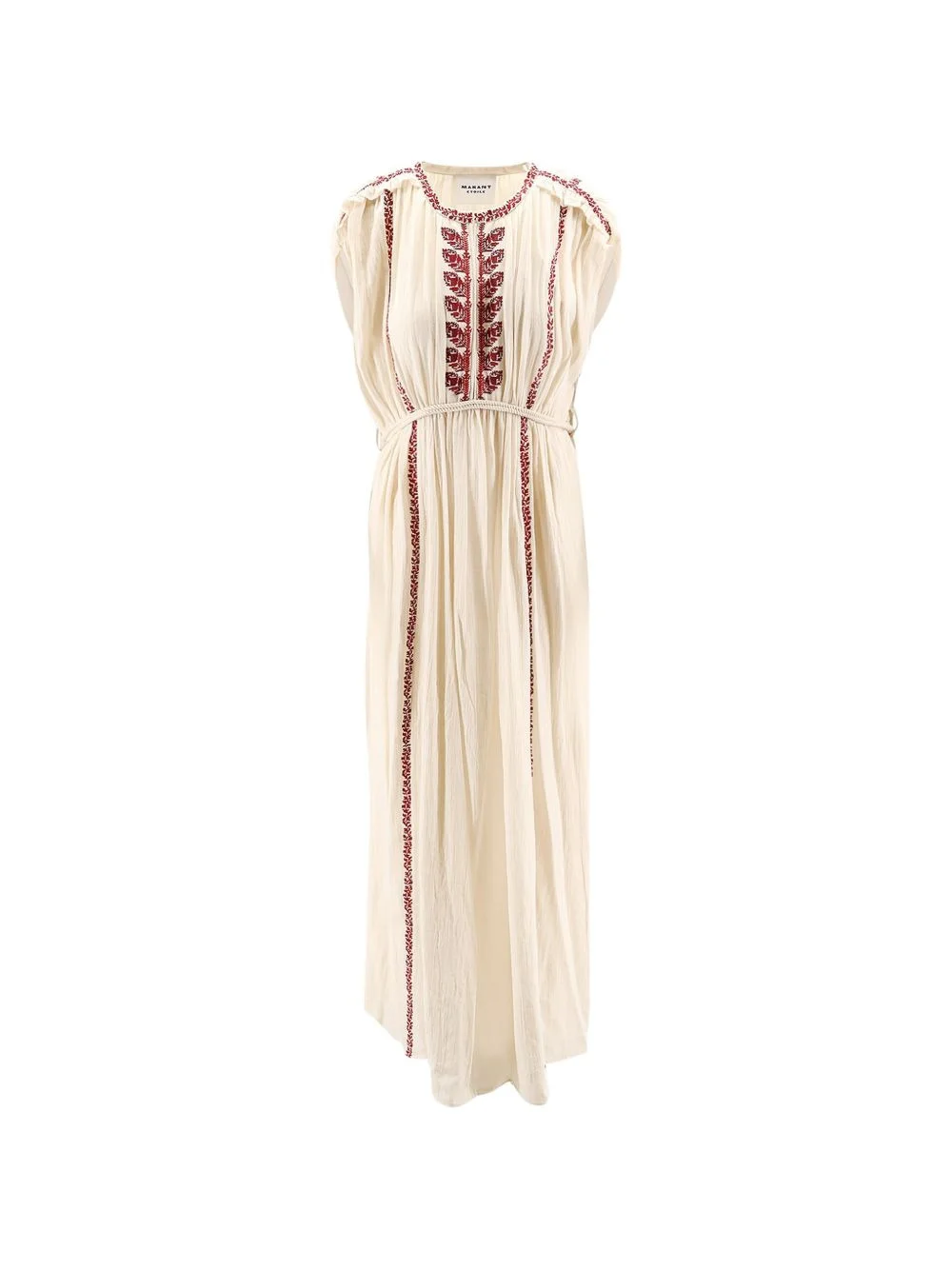 embroidered tie waist dress - 1