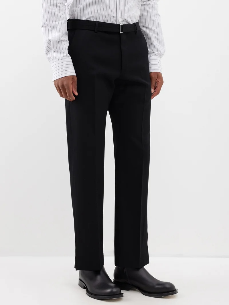 Vented-cuff wool suit trousers - 1