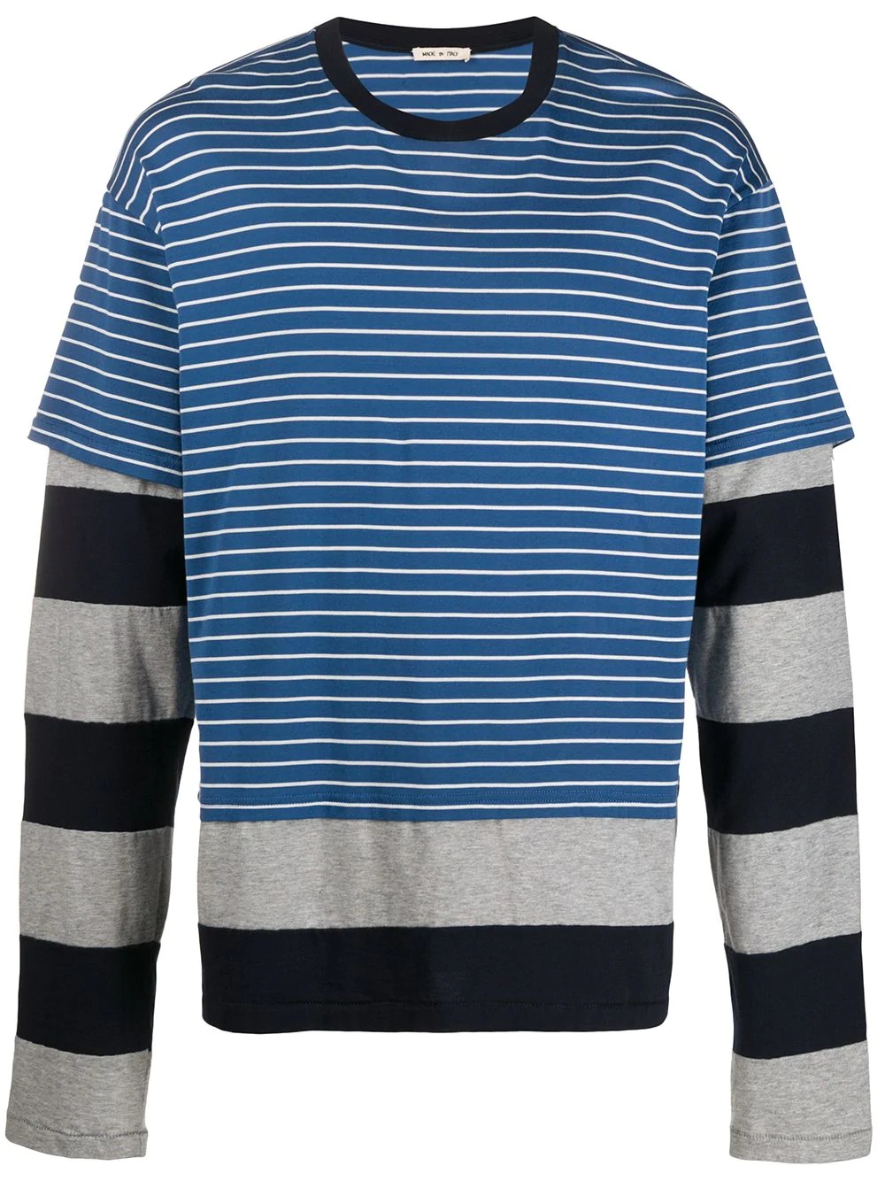 double layered striped T-shirt - 1