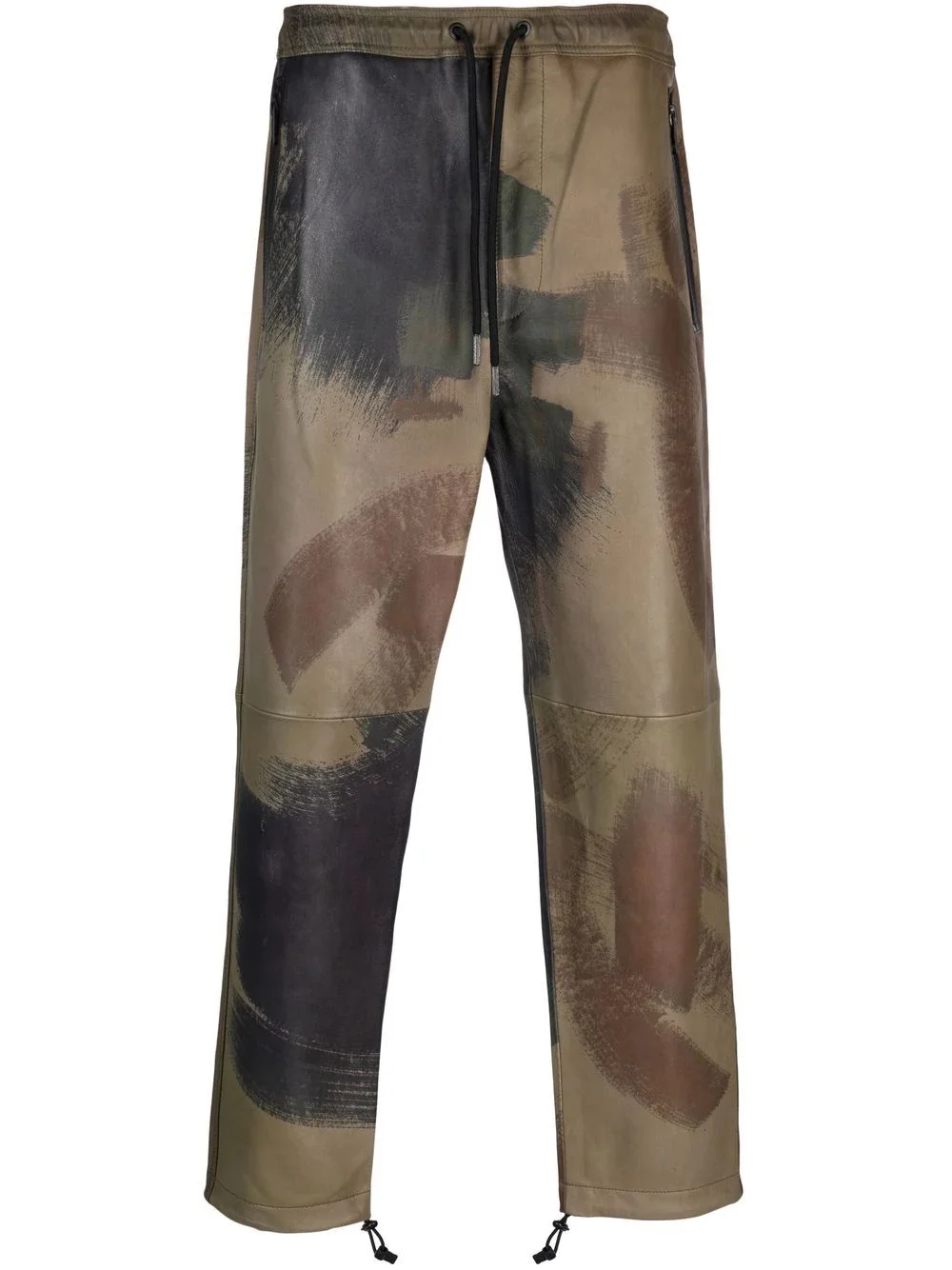painterly-print drawstring-waist trousers - 1
