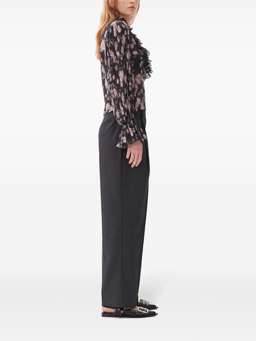pleated pinstripe trousers - 3