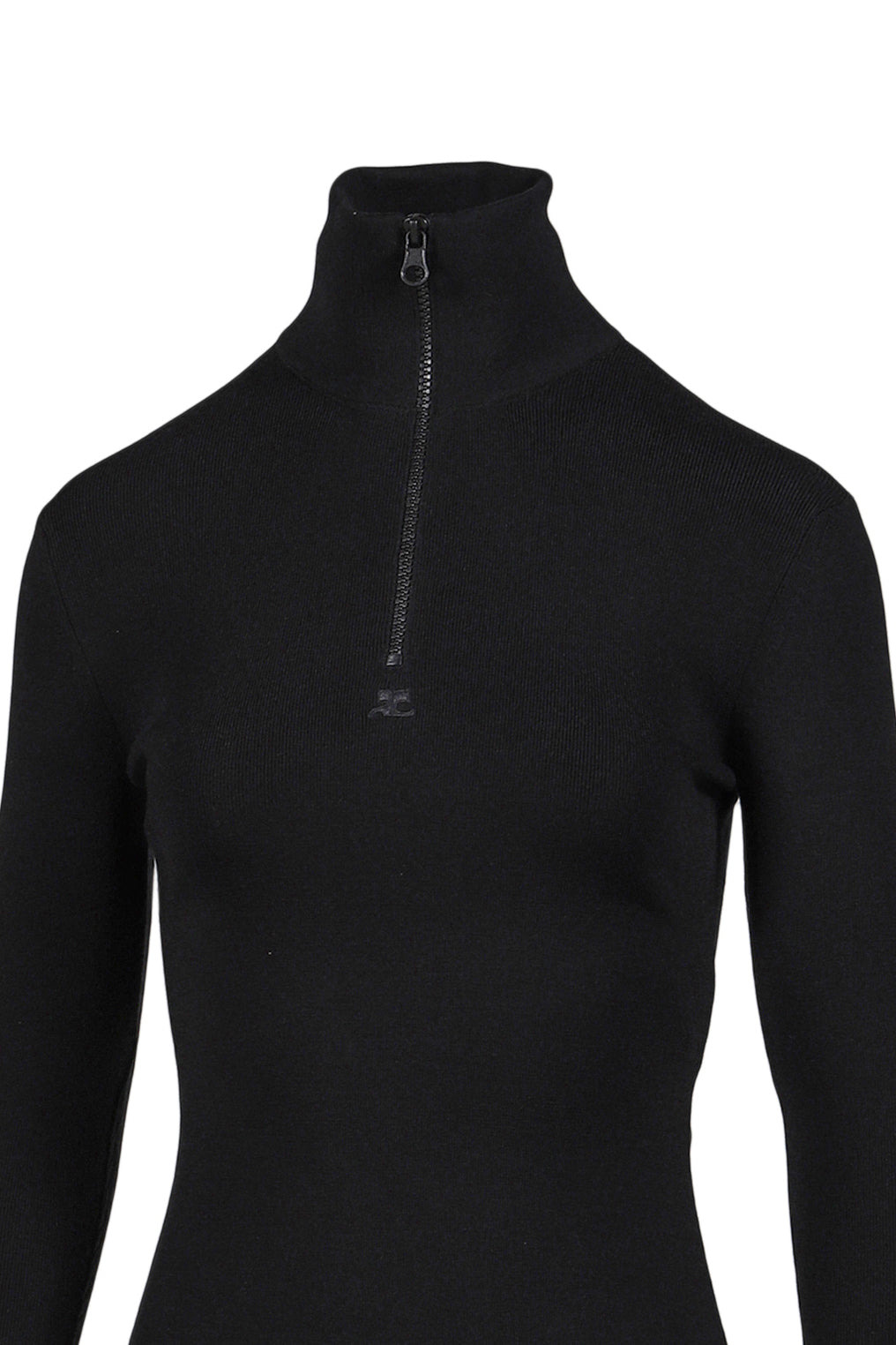 ZIPPED MOCKNECK SWEATER / BLACK - 4