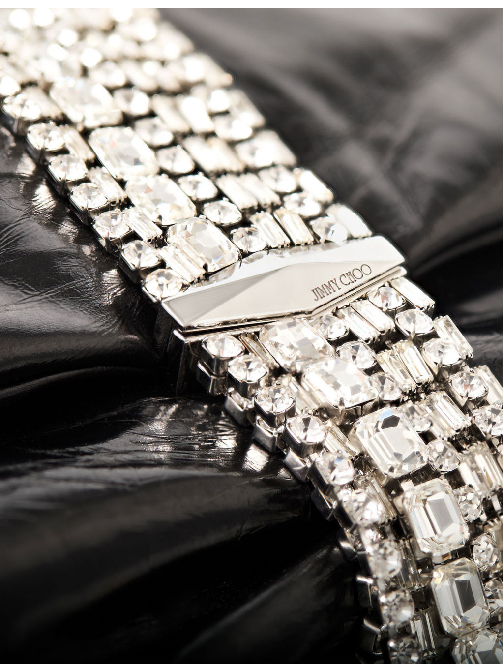 Zandra crystal-embellished metallic-leather clutch bag - 2