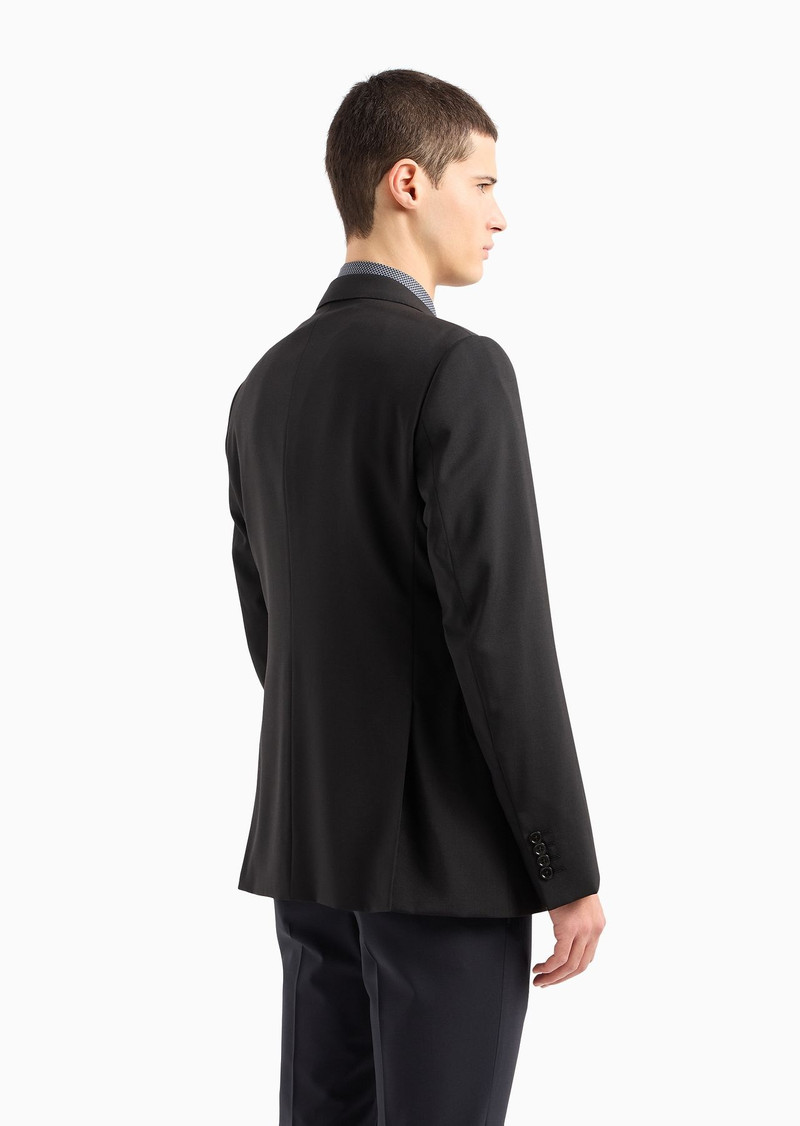 Slim-fit single-breasted jacket in natural, tropical, stretchy, light wool 3