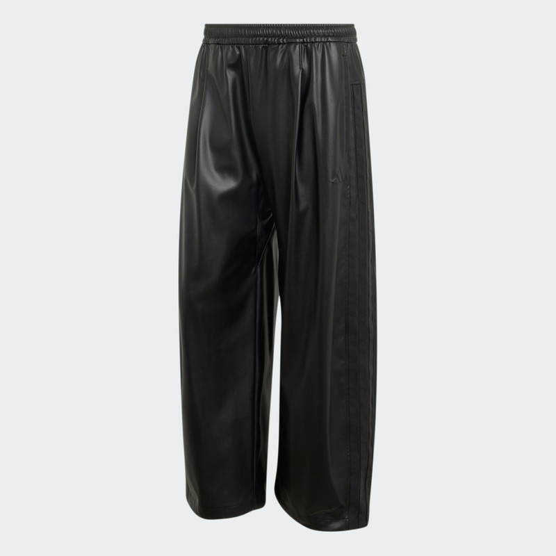 STADIUM OVERSIZED FIT FAKE LEATHER FULL LENGTH OPEN HEM PANTS 1