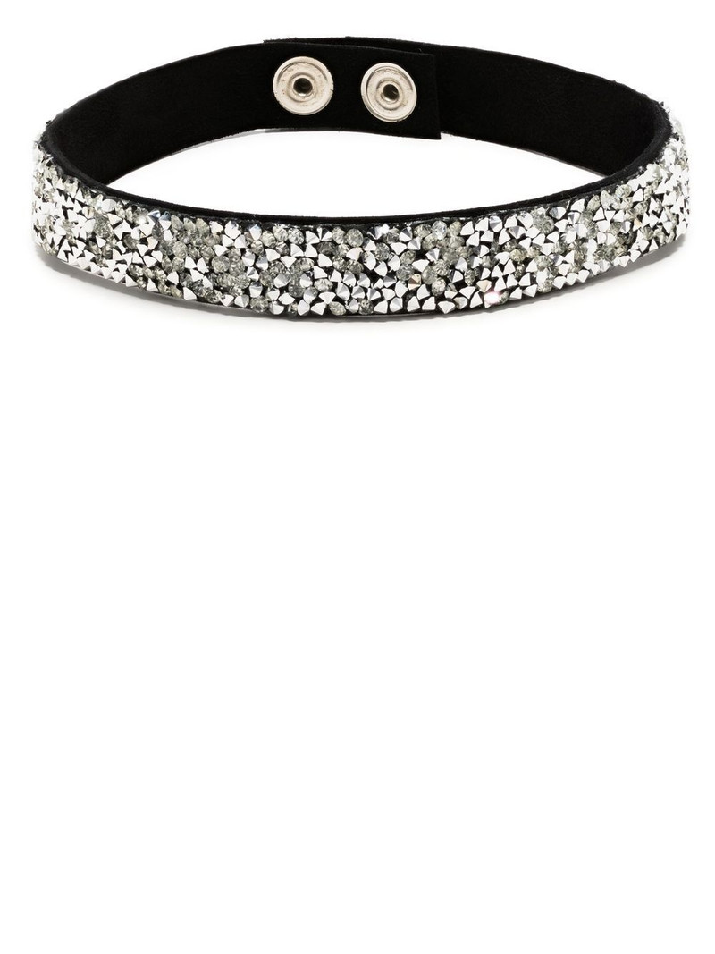 crystal-embellished leather choker 1
