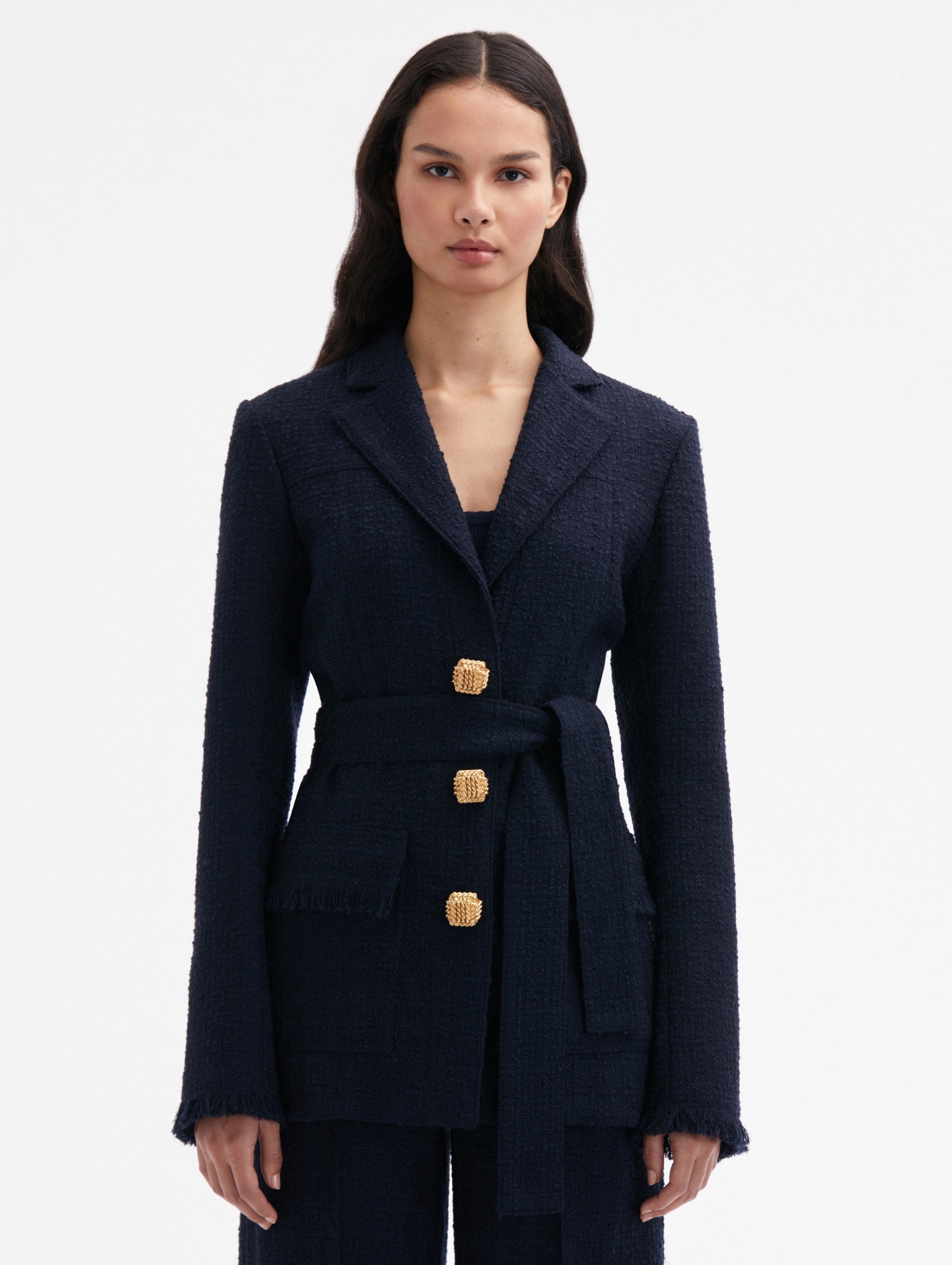 SELF-SASH TWEED JACKET - 1