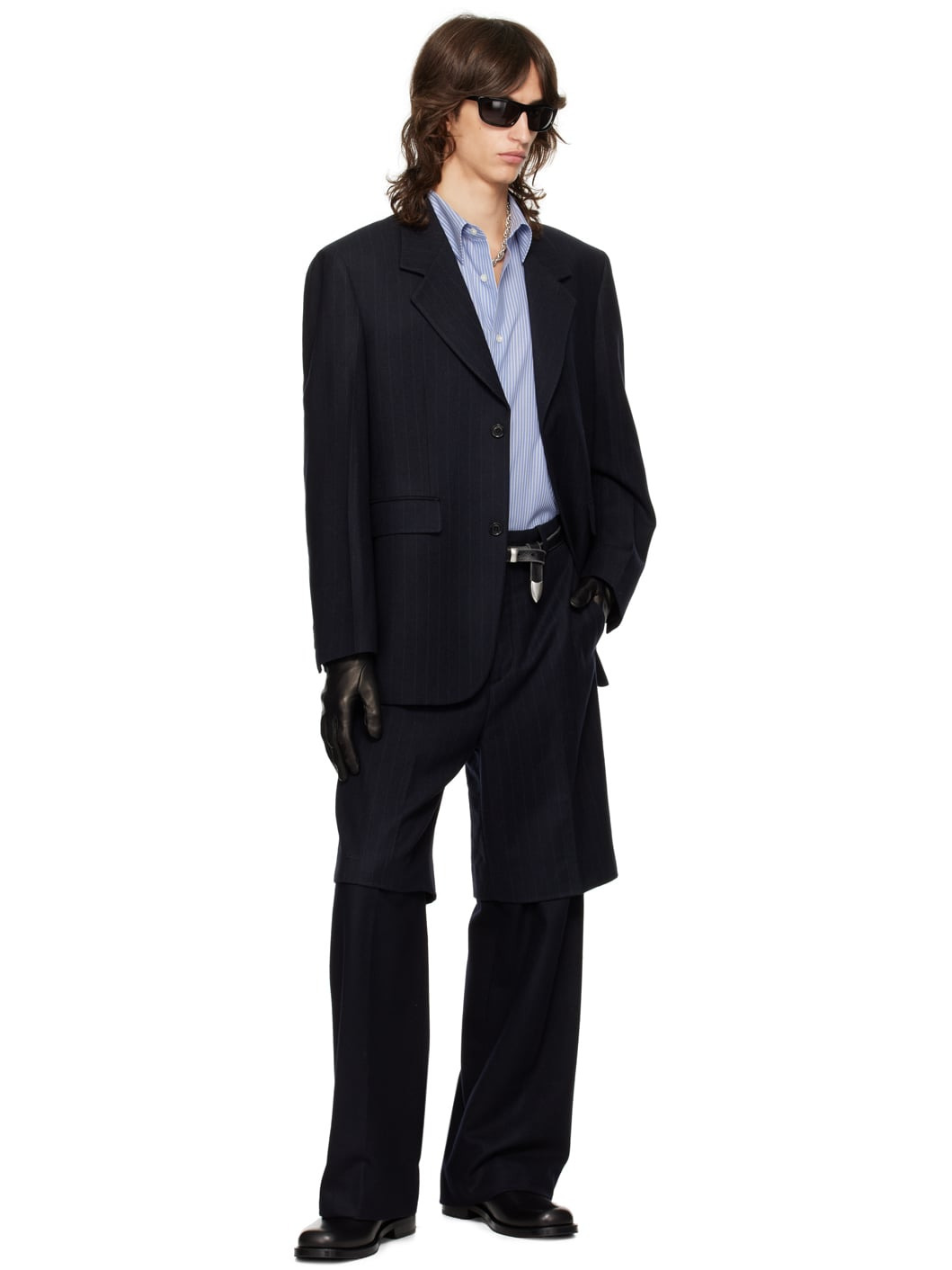 Navy Oversized Blazer - 4