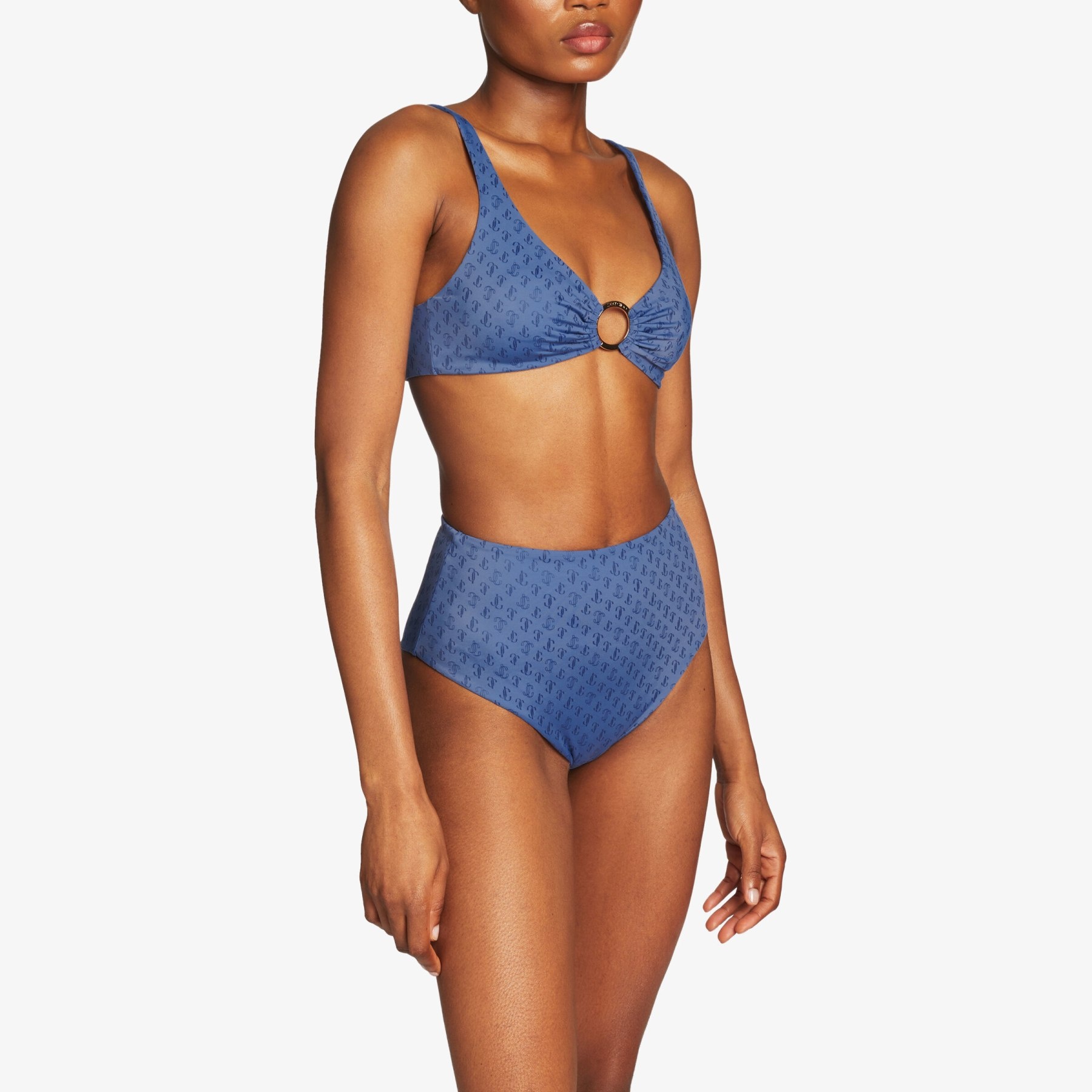 Sira
Smoky Blue JC Monogram Recycled Nylon and Lycra Bikini Top - 2