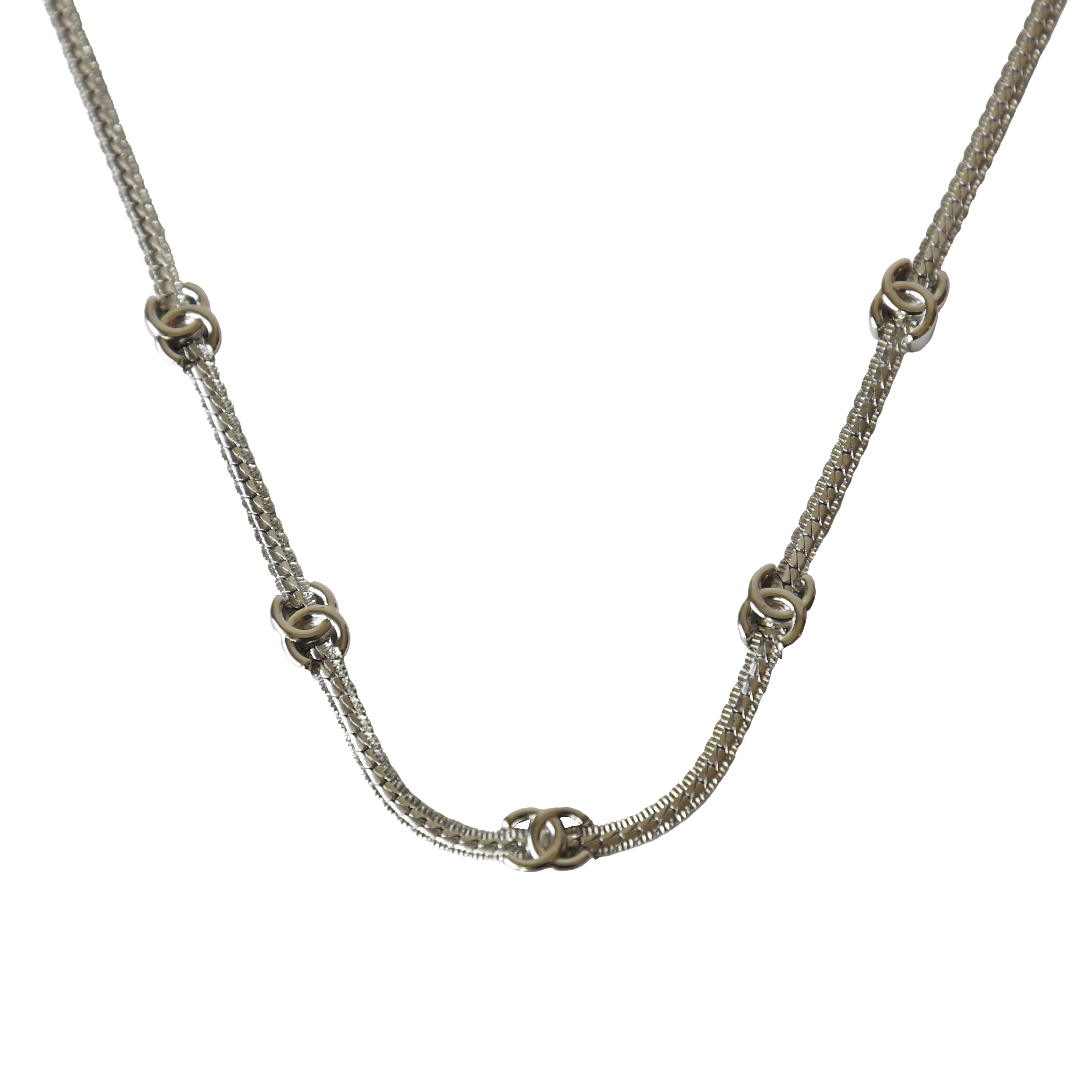 Chanel Five Metal CC Choker Necklace Silver - 2