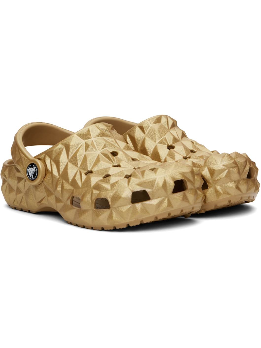 Gold Classic Metallic Geometric Clogs - 4