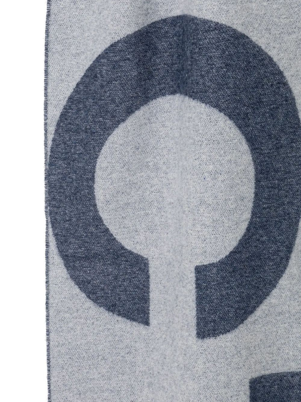 logo-jacquard wool scarf - 2