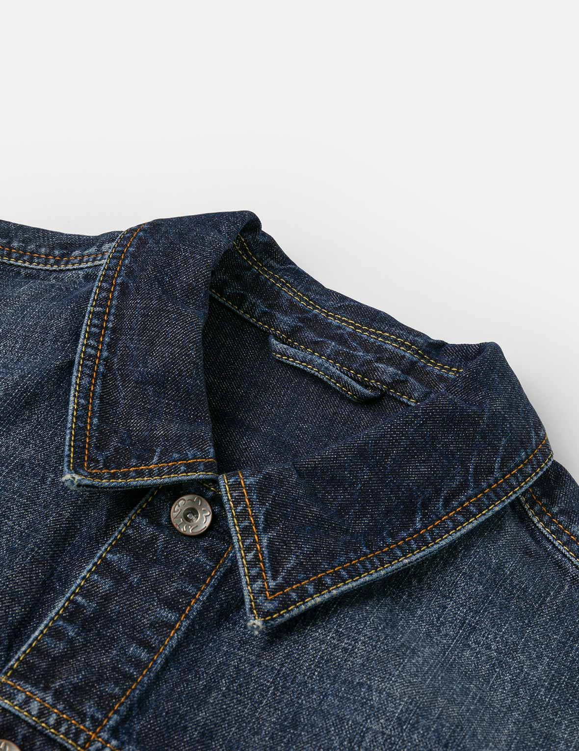 Washed Multi-Pocket with Lion Dance Print Relax Fit Denim Jacket - 10