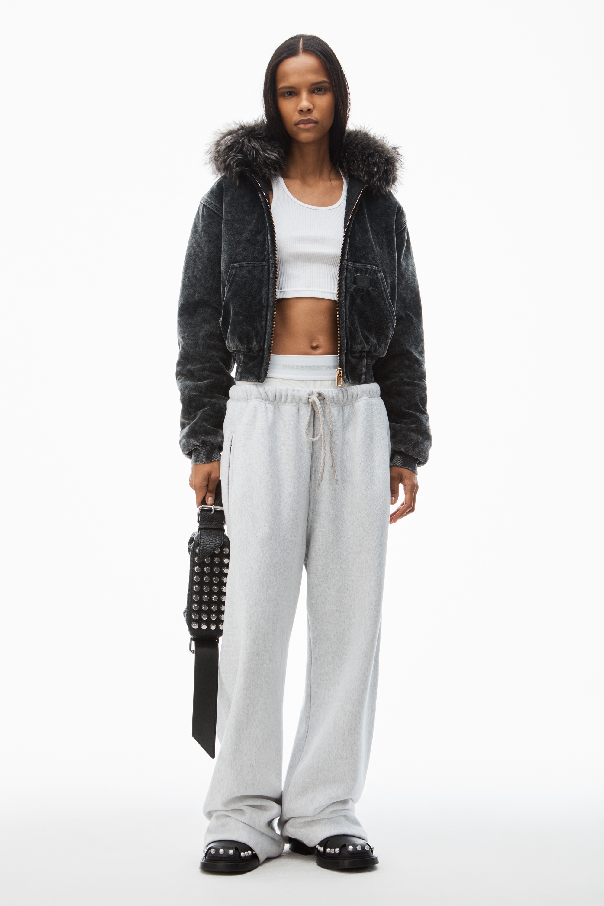 wide leg sweatpants with pre-styled logo brief waistband - 2