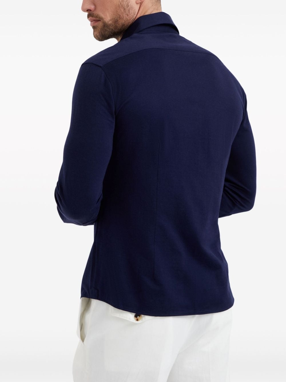spread-collar cotton shirt - 4
