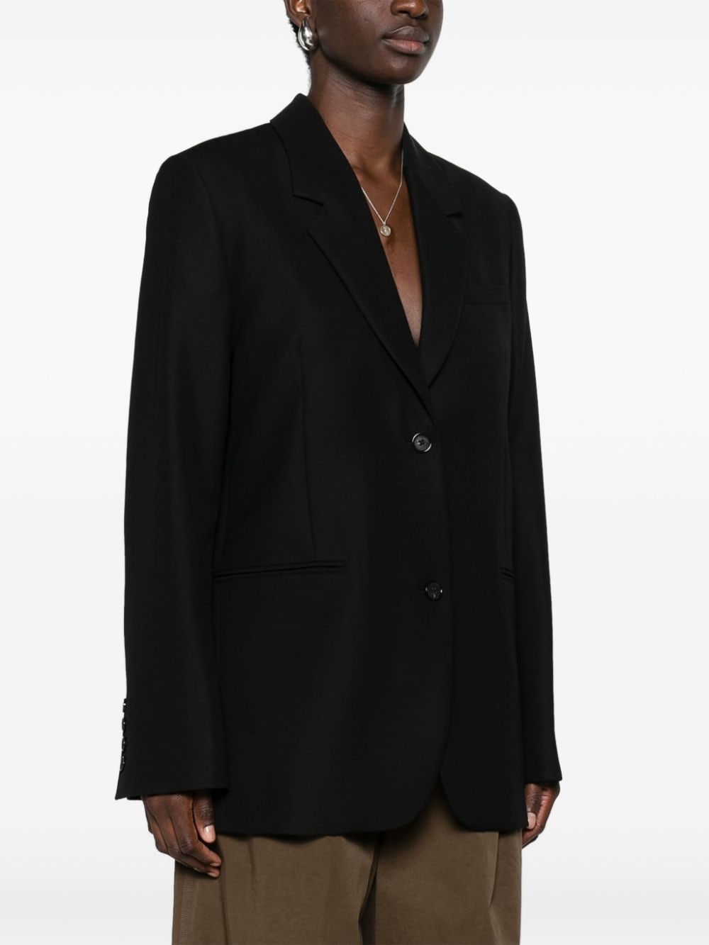 notched-lapels single-breasted blazer - 3