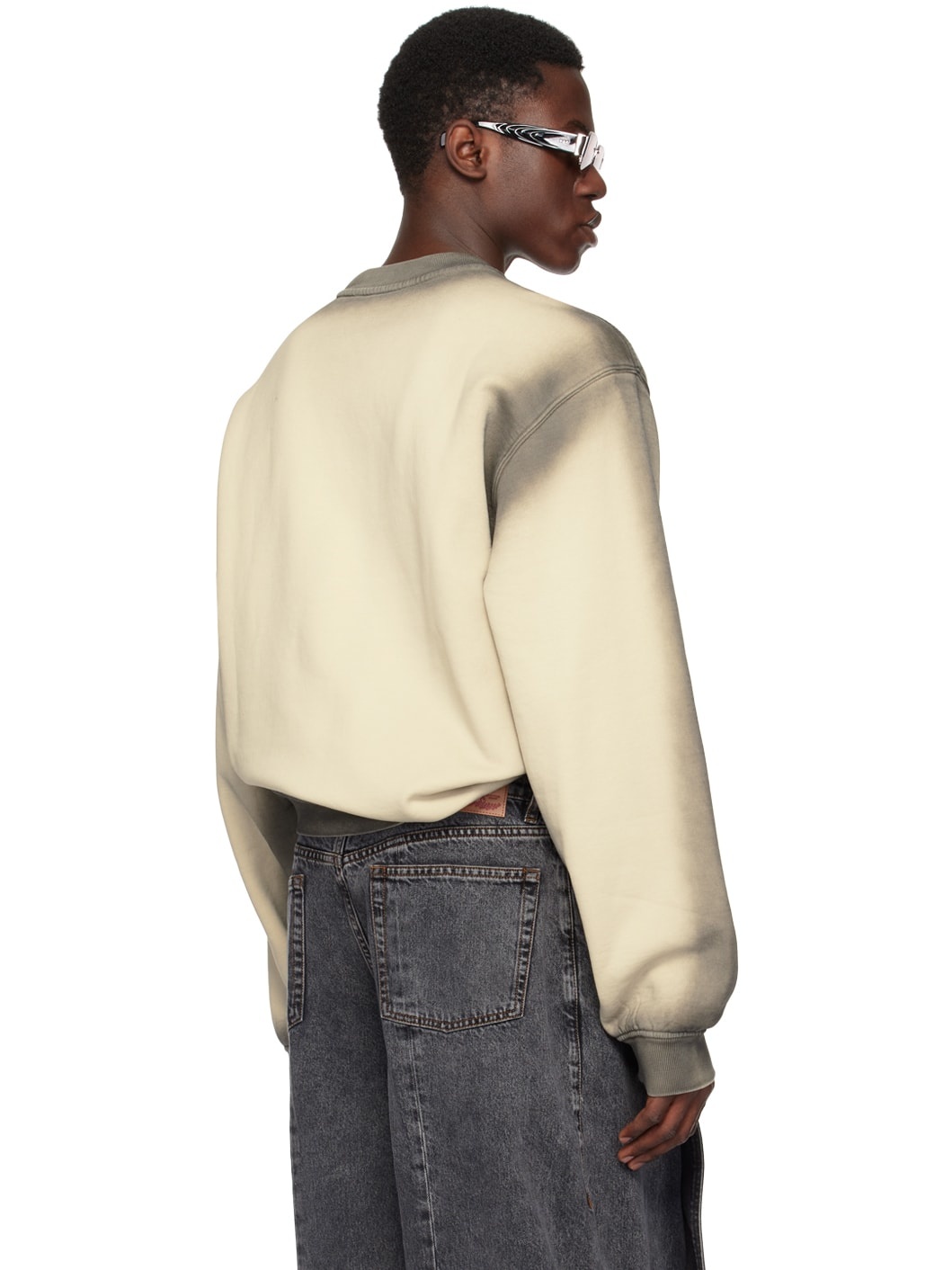 Beige & Gray Pinched Sweatshirt - 3
