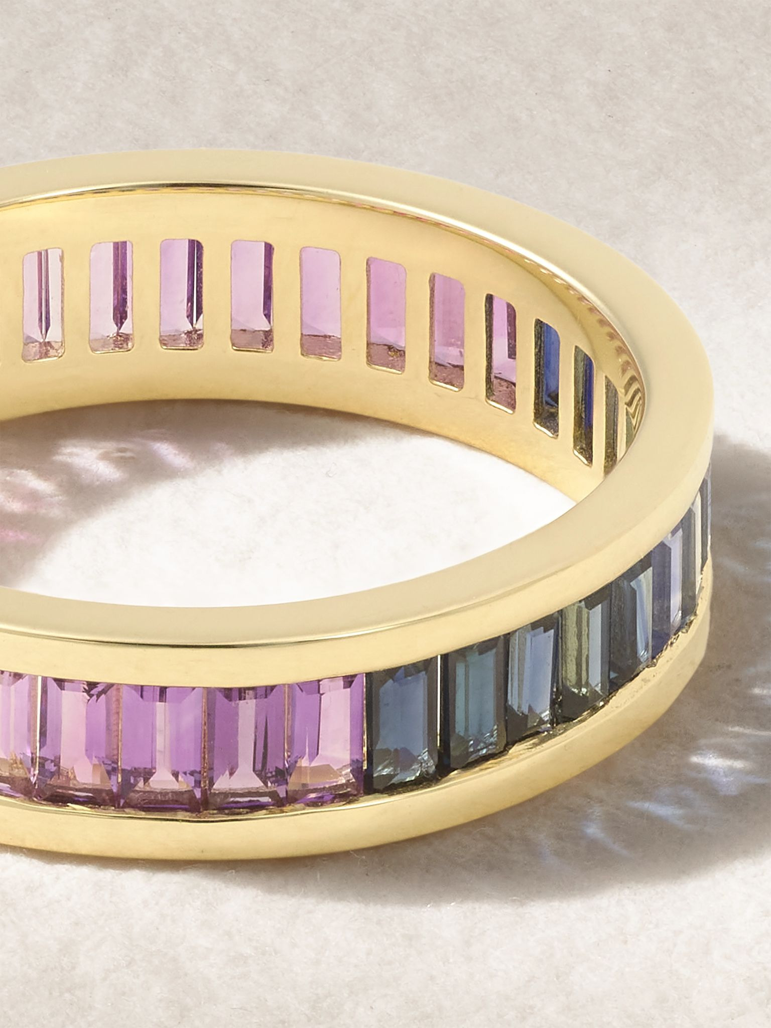 14-karat gold, sapphire and amethyst eternity ring Gold - 3